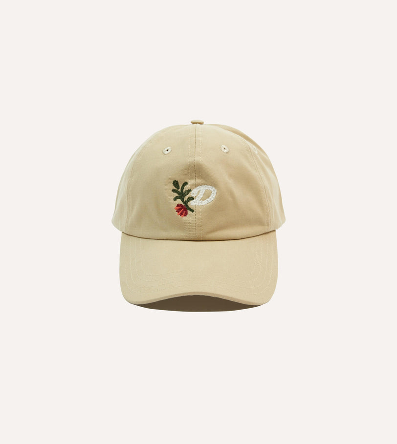‘D’ Flower Emblem Cotton Twill Baseball Cap
