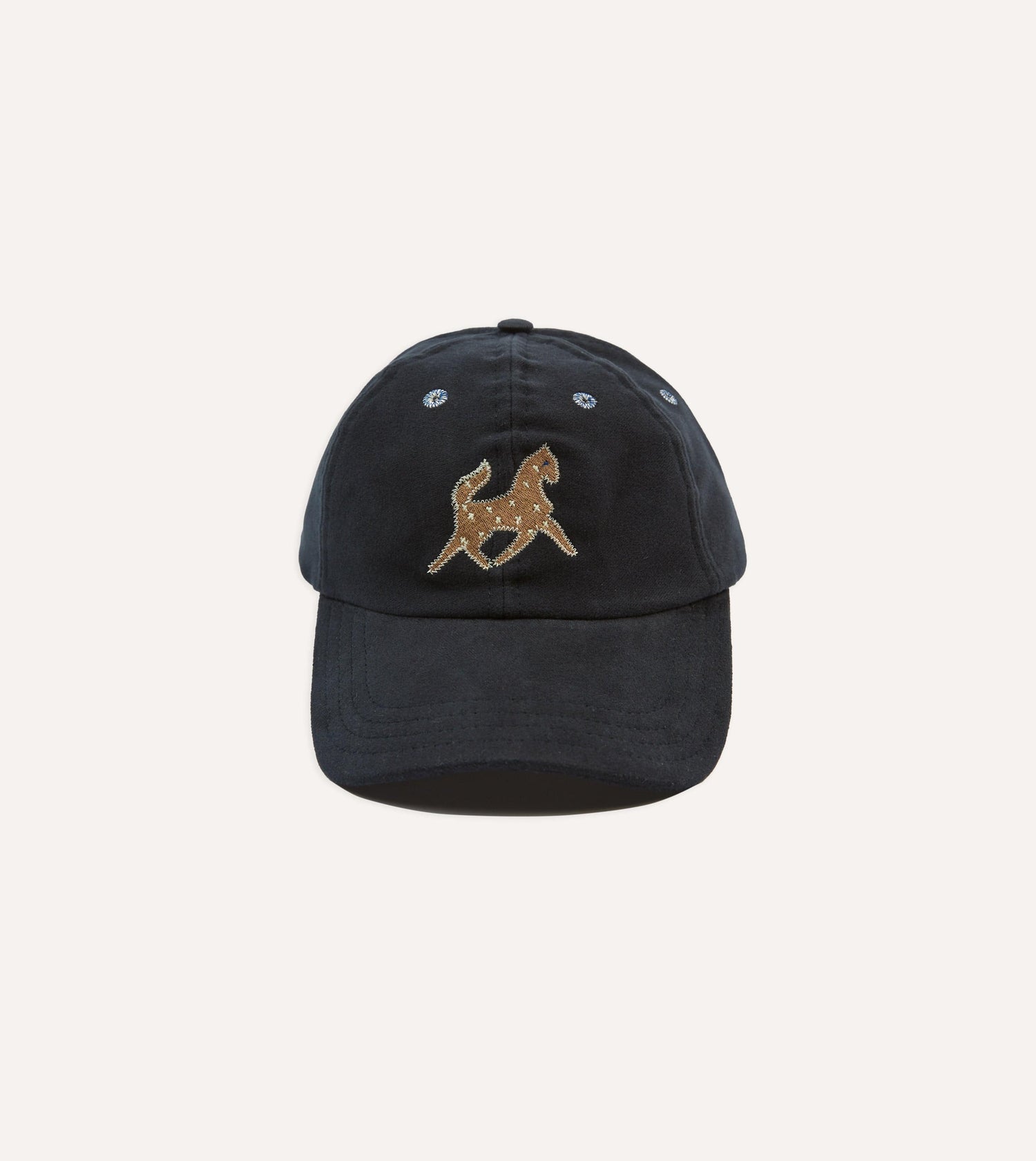 Navy Horse Emblem Moleskin Baseball Cap