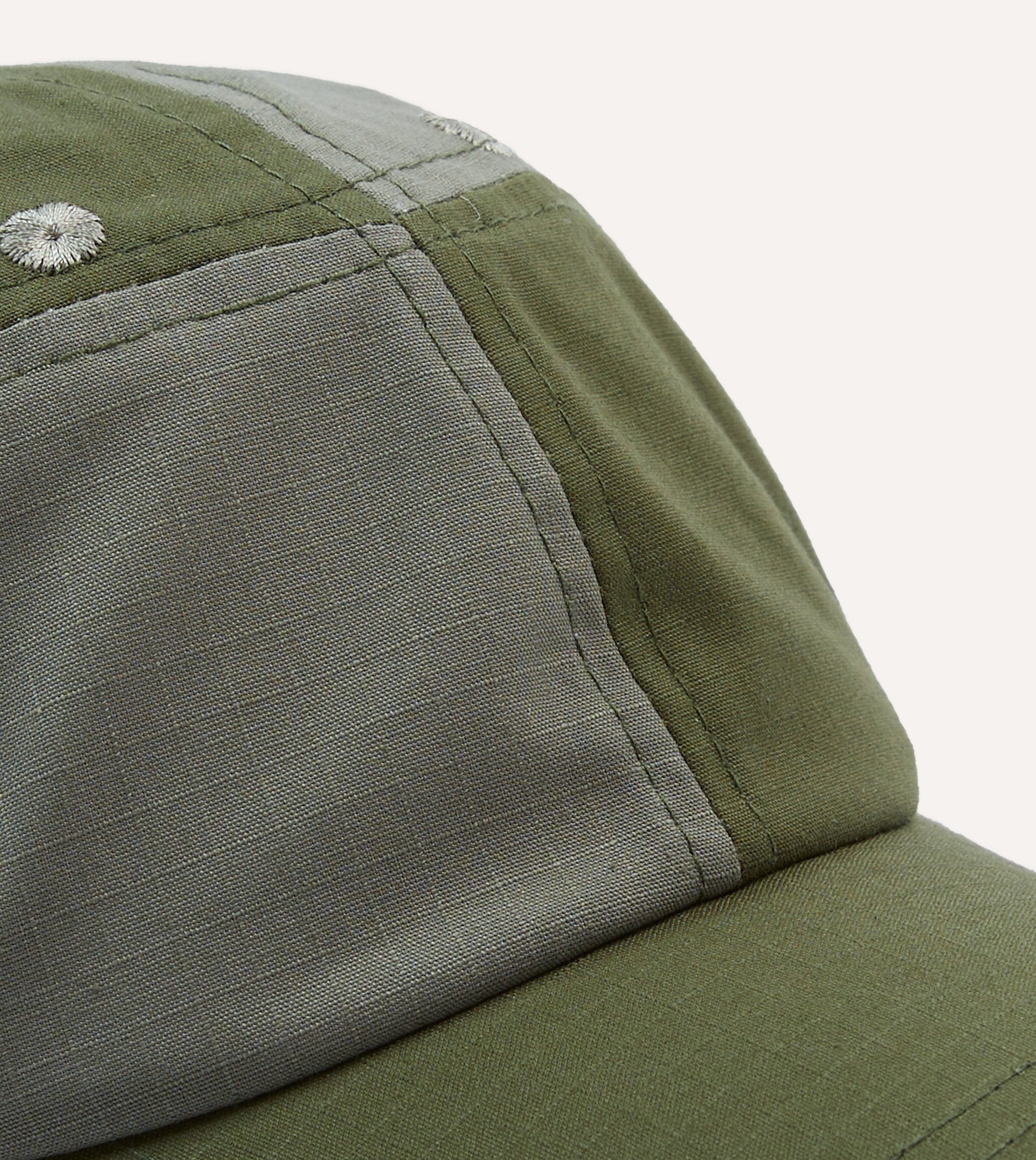 Green Ripstop Cotton Patchwork Baseball Cap