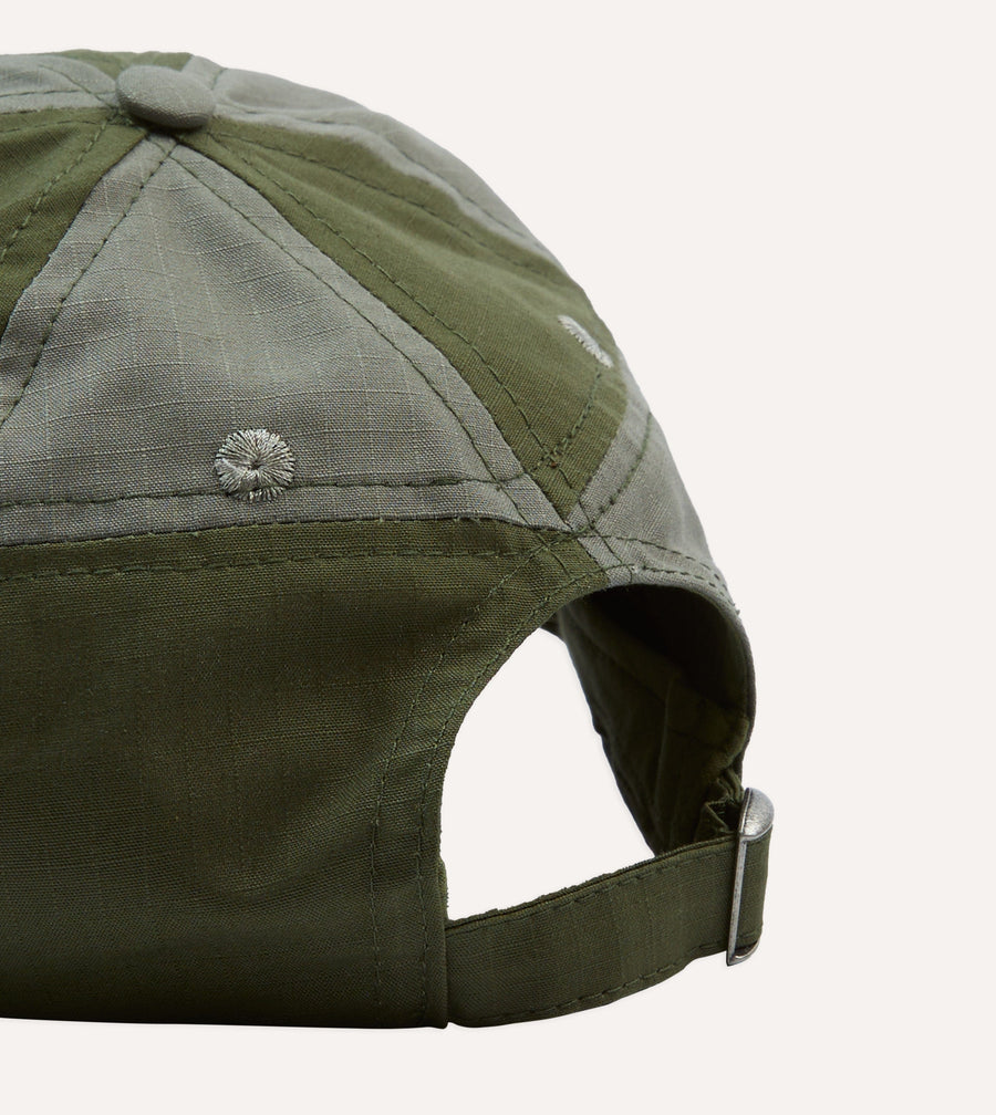Green Ripstop Cotton Patchwork Baseball Cap