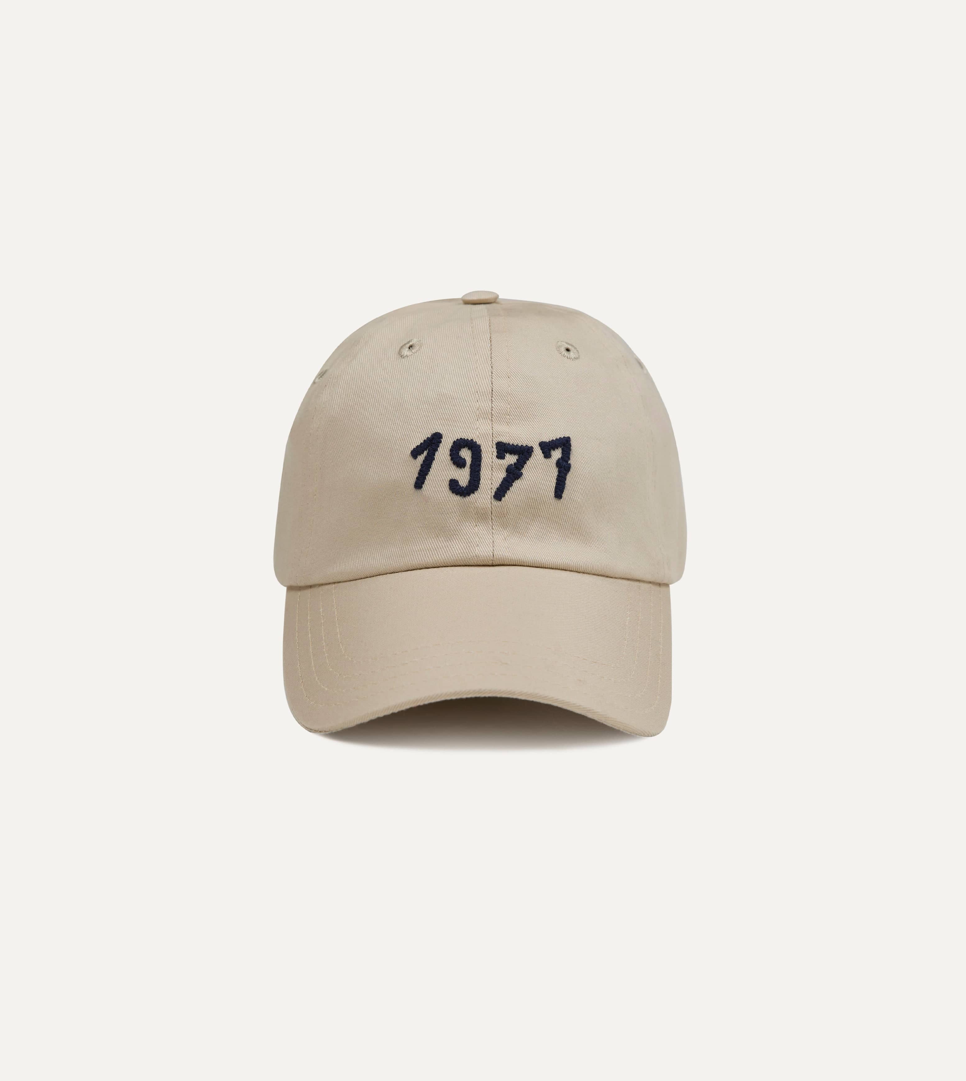 Ecru Chainstitch '1977' Cotton Twill Baseball Cap