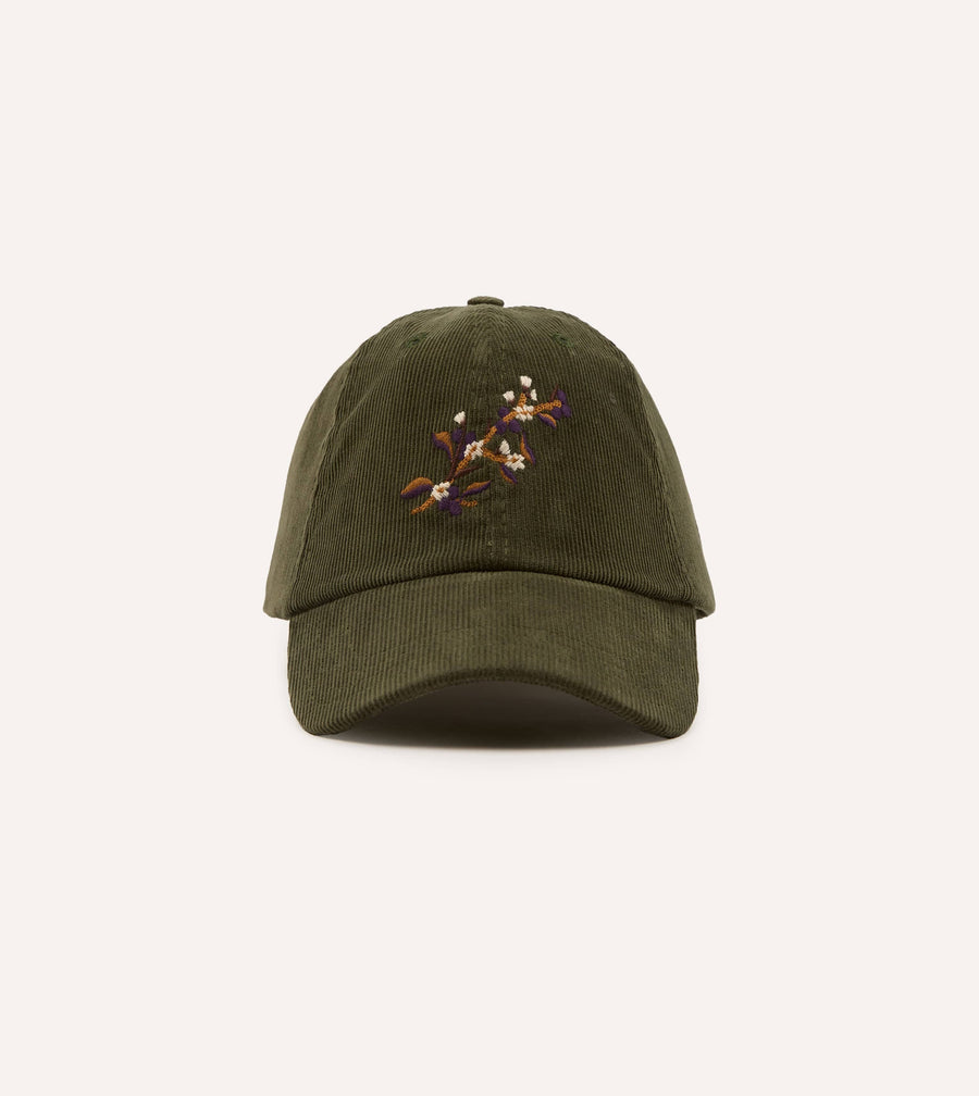 Olive 'Blackthorn' Cotton Needlecord Baseball Cap