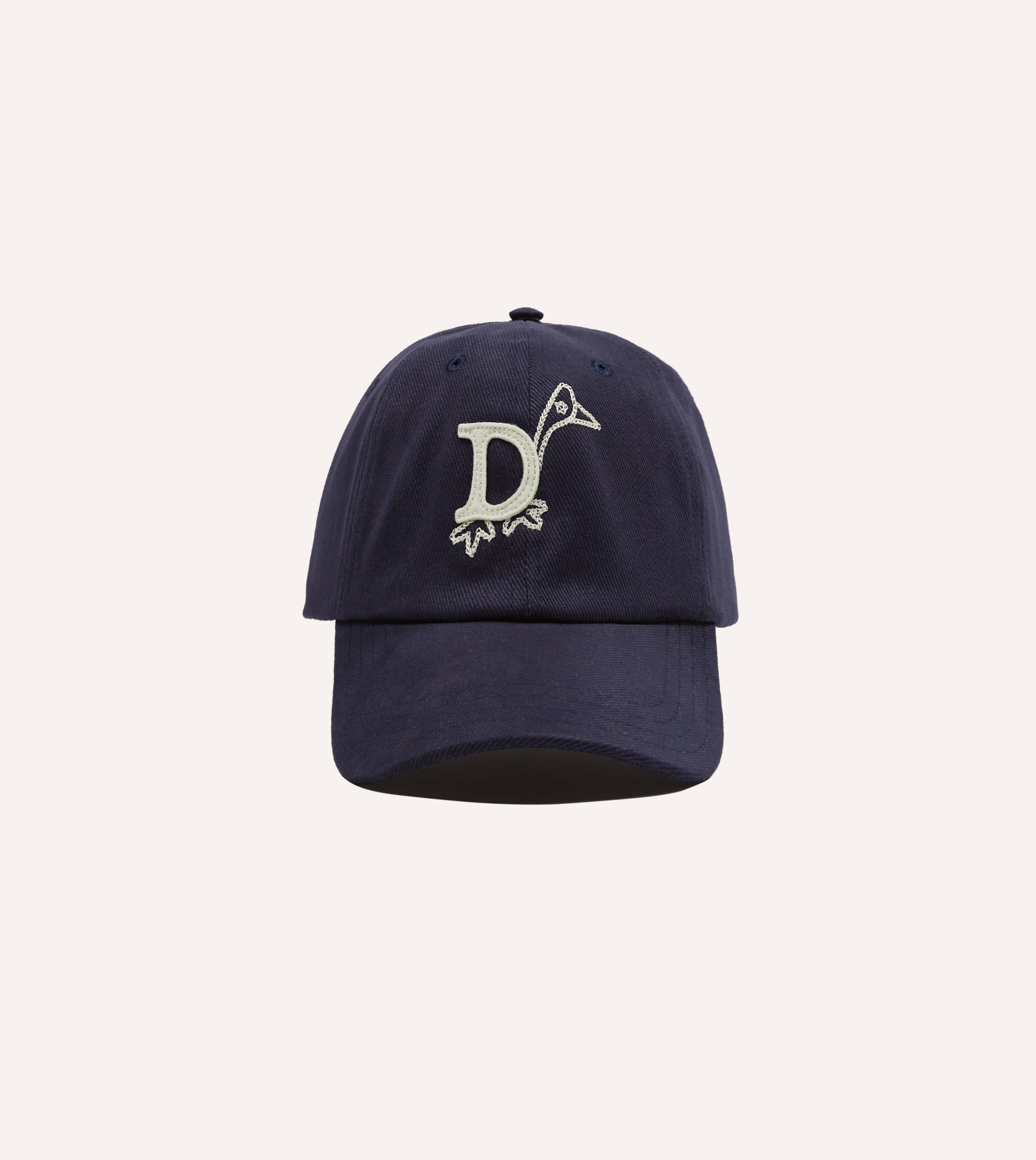 帽子 Navy)Brook Duck Cap Navy 'D Duck' Cotton Twill Baseball Cap – Drakes