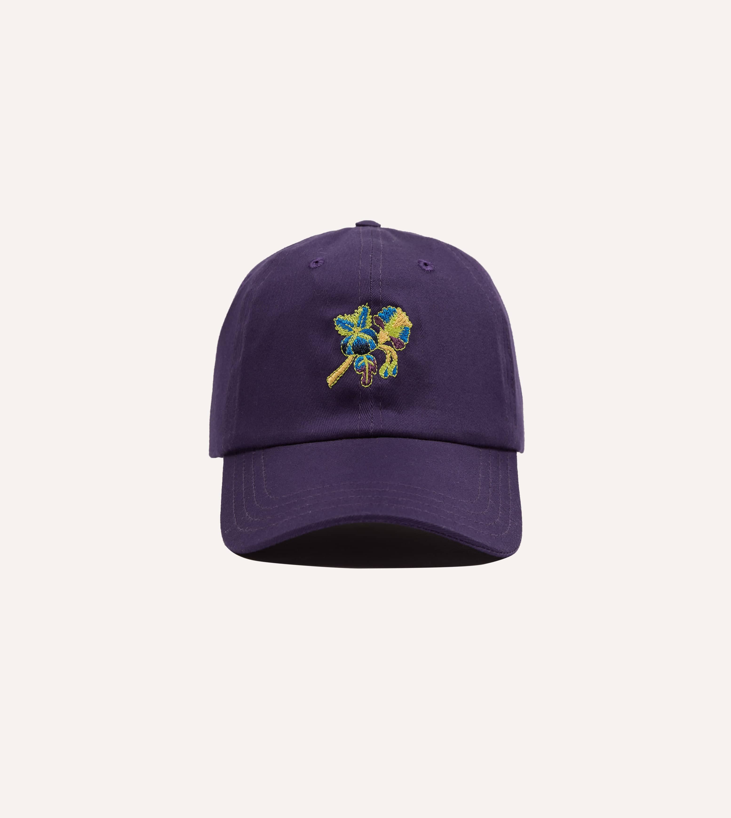 Purple 'Psycha Flower' Cotton Twill Baseball Cap