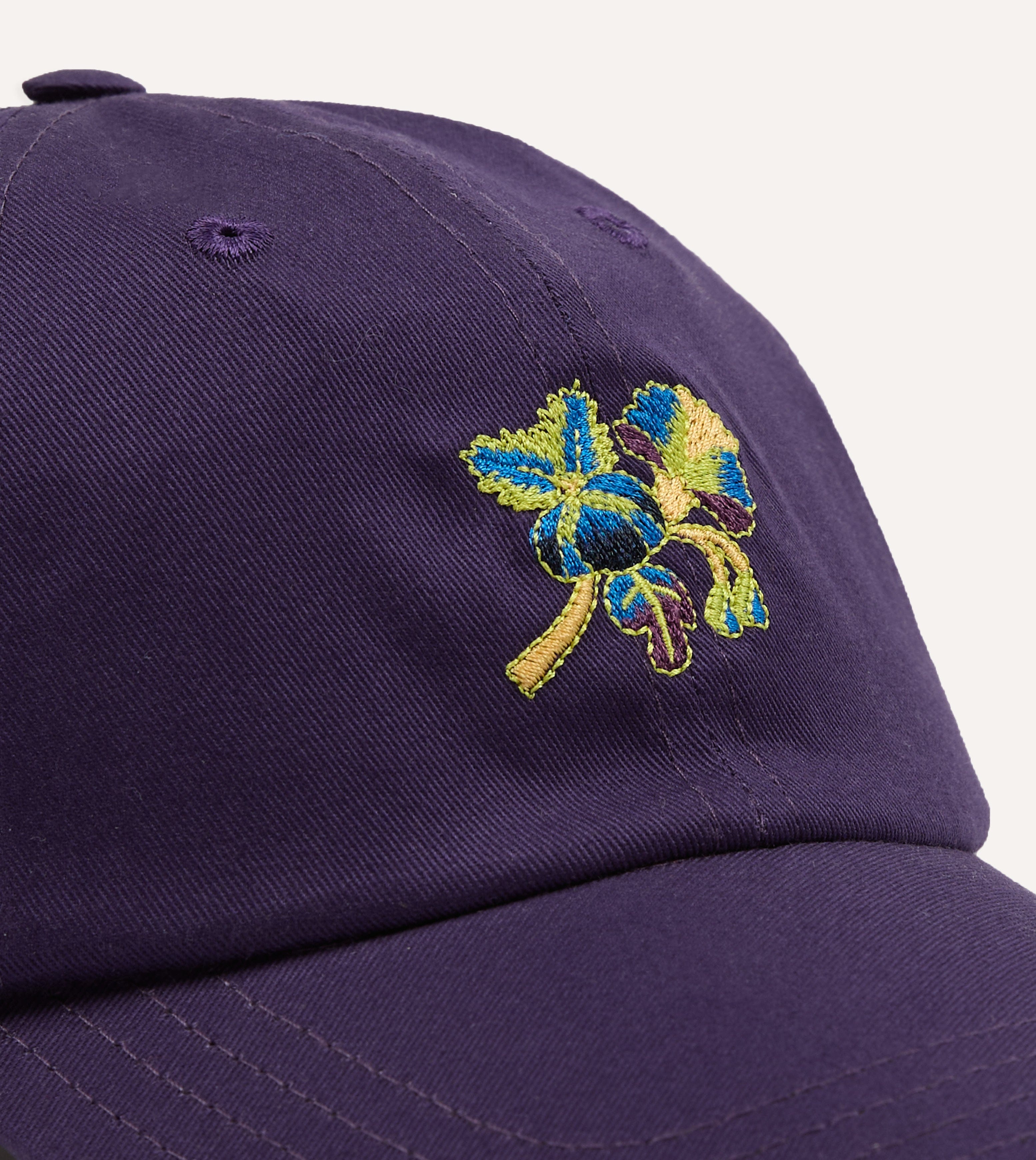 Purple 'Psycha Flower' Cotton Twill Baseball Cap