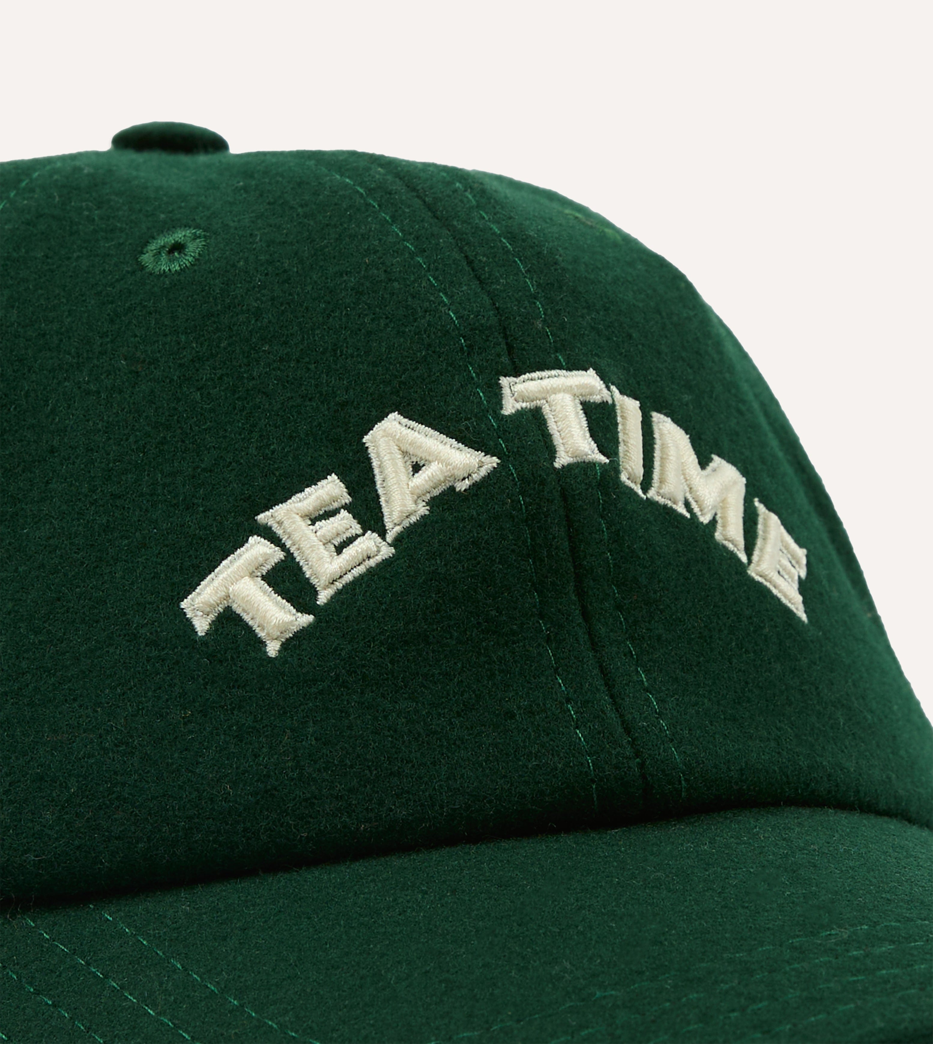 Green 'Tea Time' Wool Baseball Cap