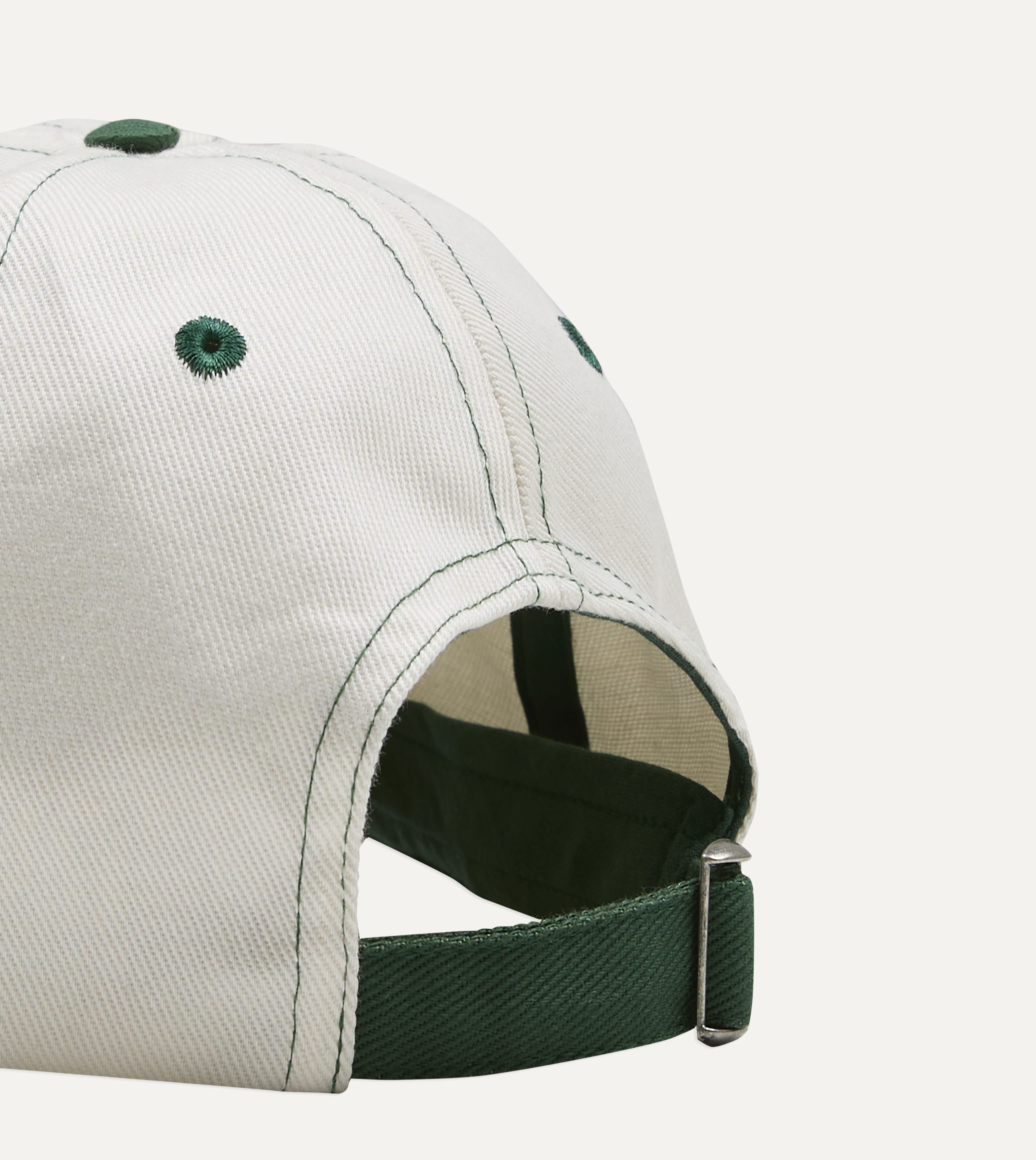 Mayumi Y. for Drake’s Ecru and Green Cotton Twill Baseball Cap