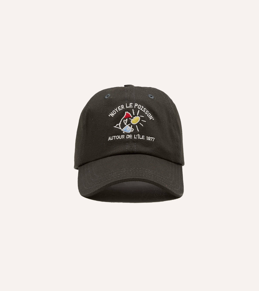 Black 'Noyer Le Poisson' Cotton Baseball Cap