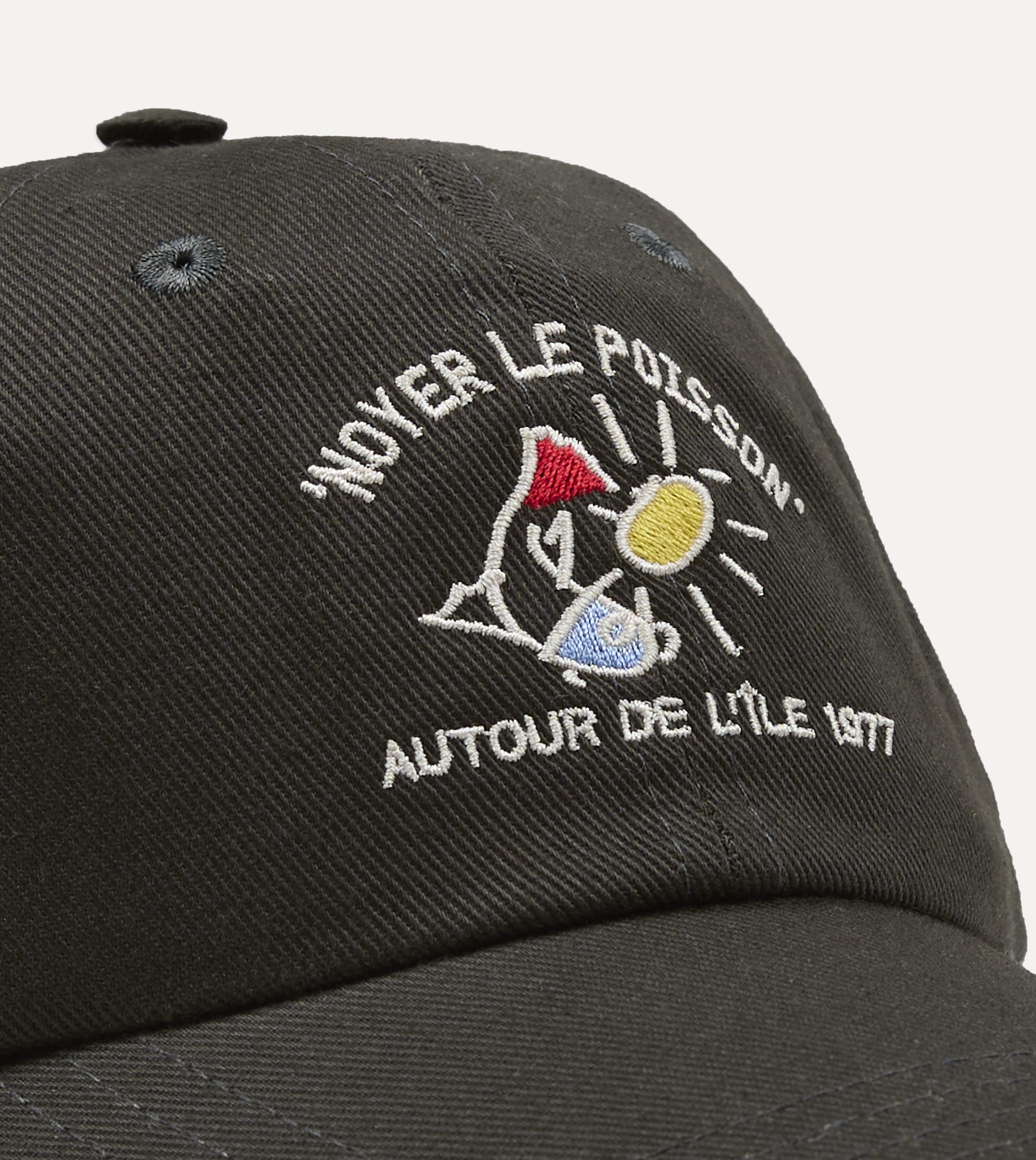 Black 'Noyer Le Poisson' Cotton Baseball Cap