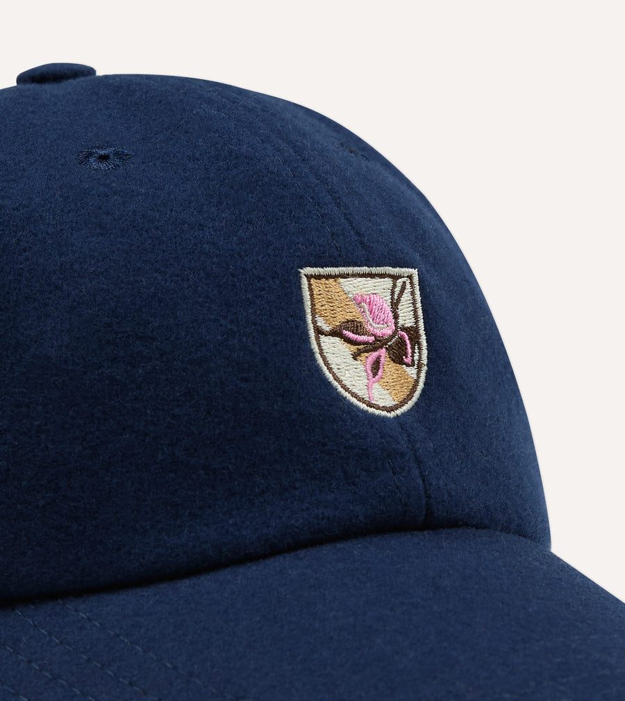 Navy 'Crests' Merino Wool Baseball Cap