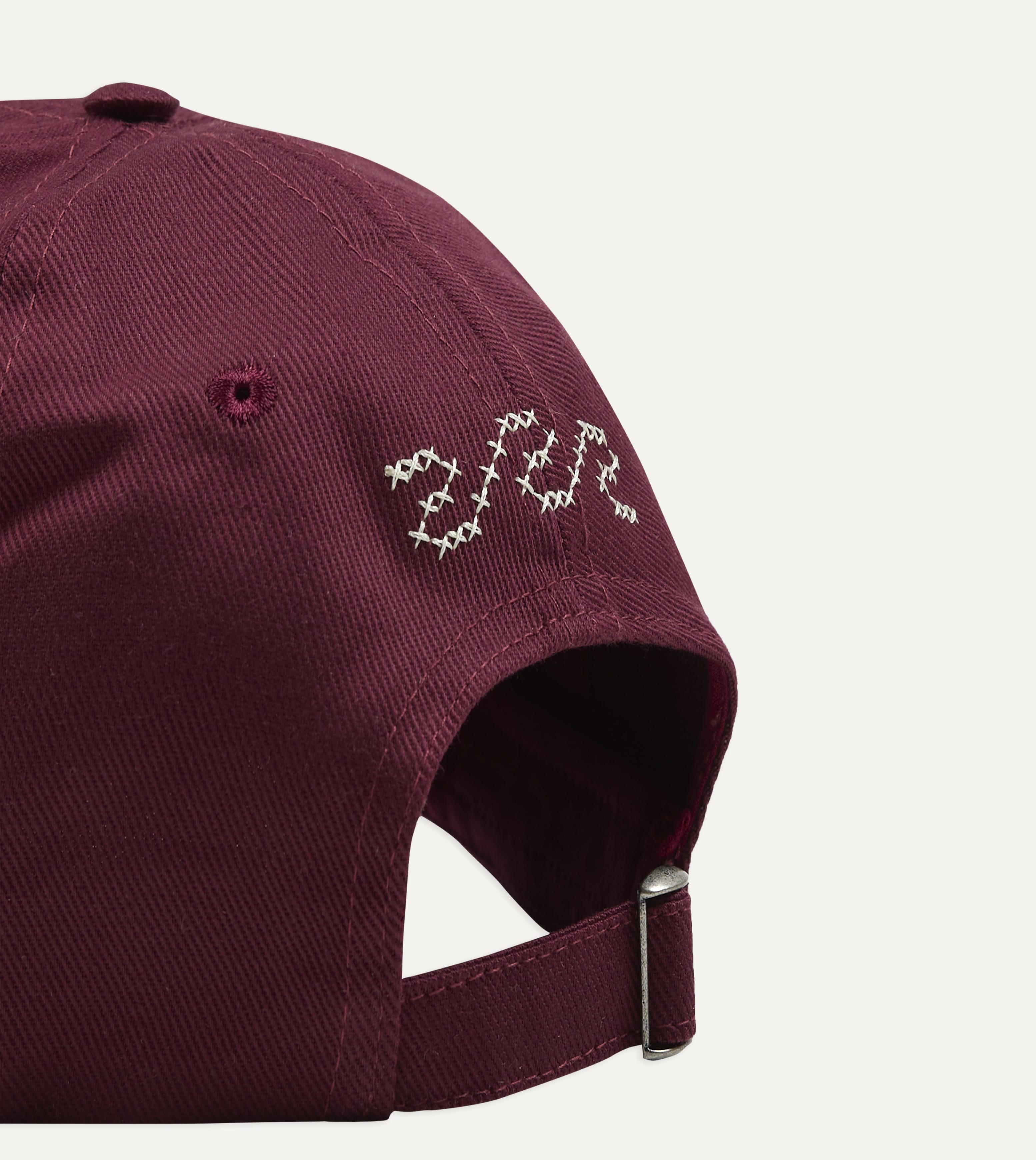Burgundy Cross-Stitch 'D' Cotton Twill Baseball Cap