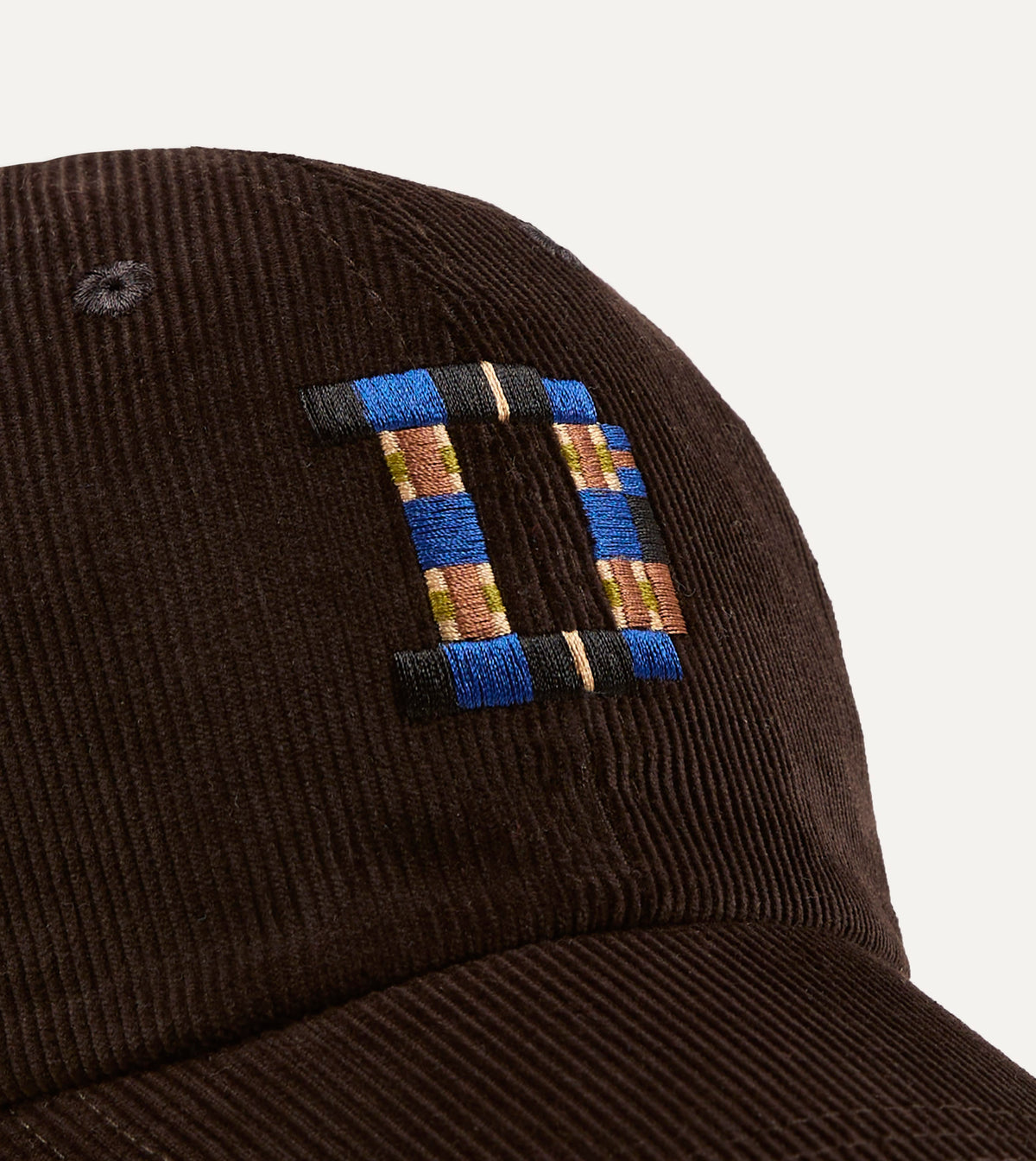 Brown 'D' Emblem Cotton Corduroy Baseball Cap