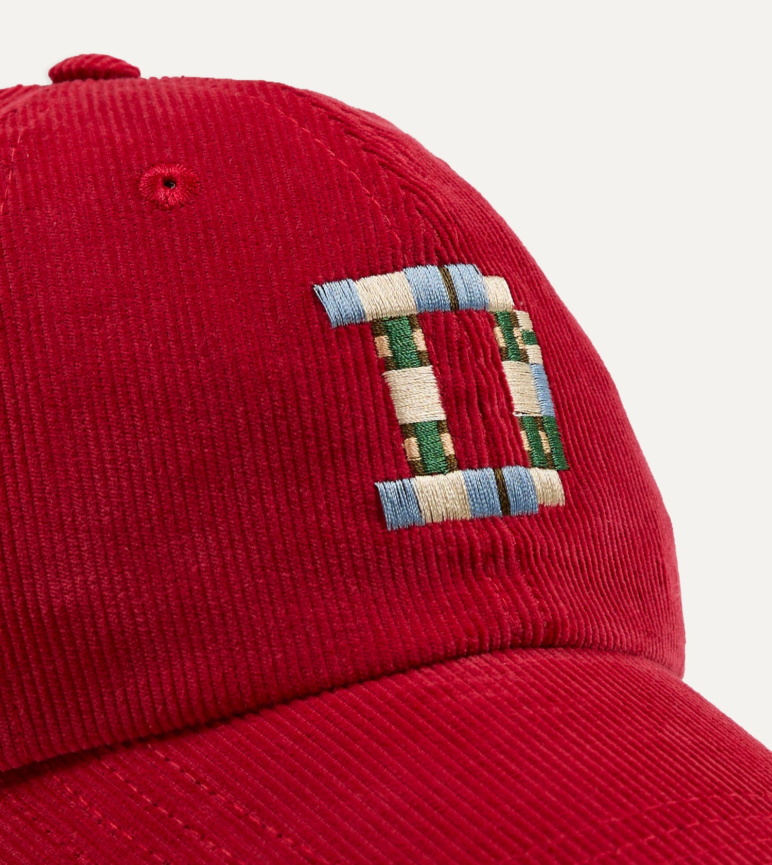 Red 'D' Emblem Cotton Corduroy Baseball Cap