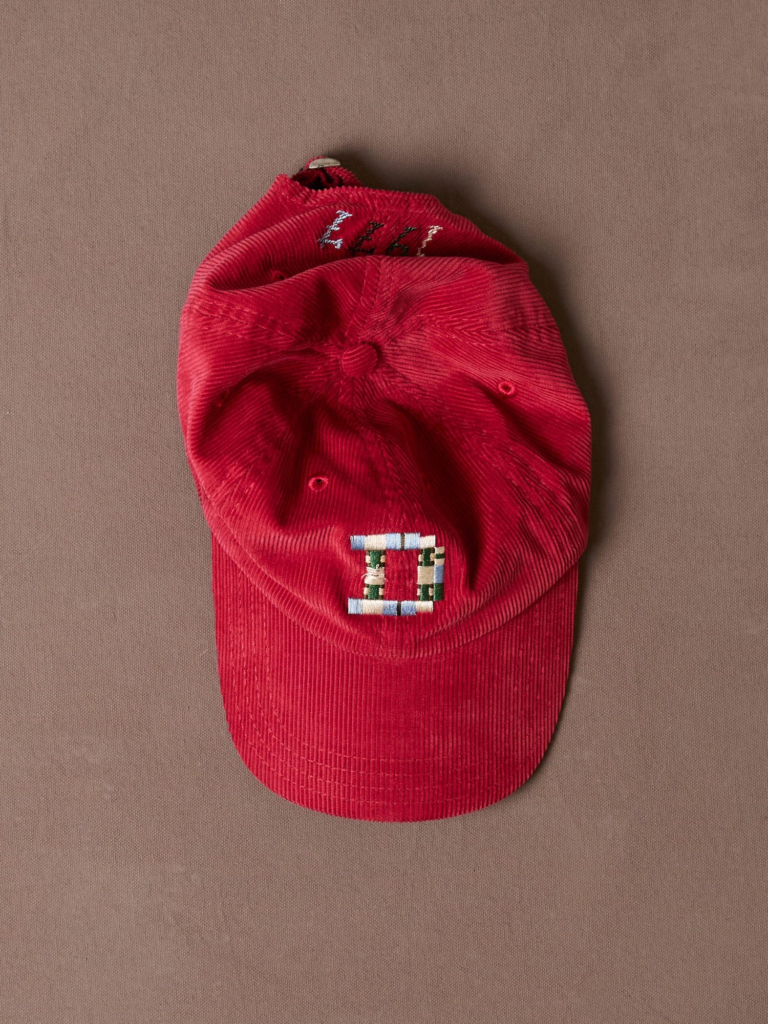 Red 'D' Emblem Cotton Corduroy Baseball Cap