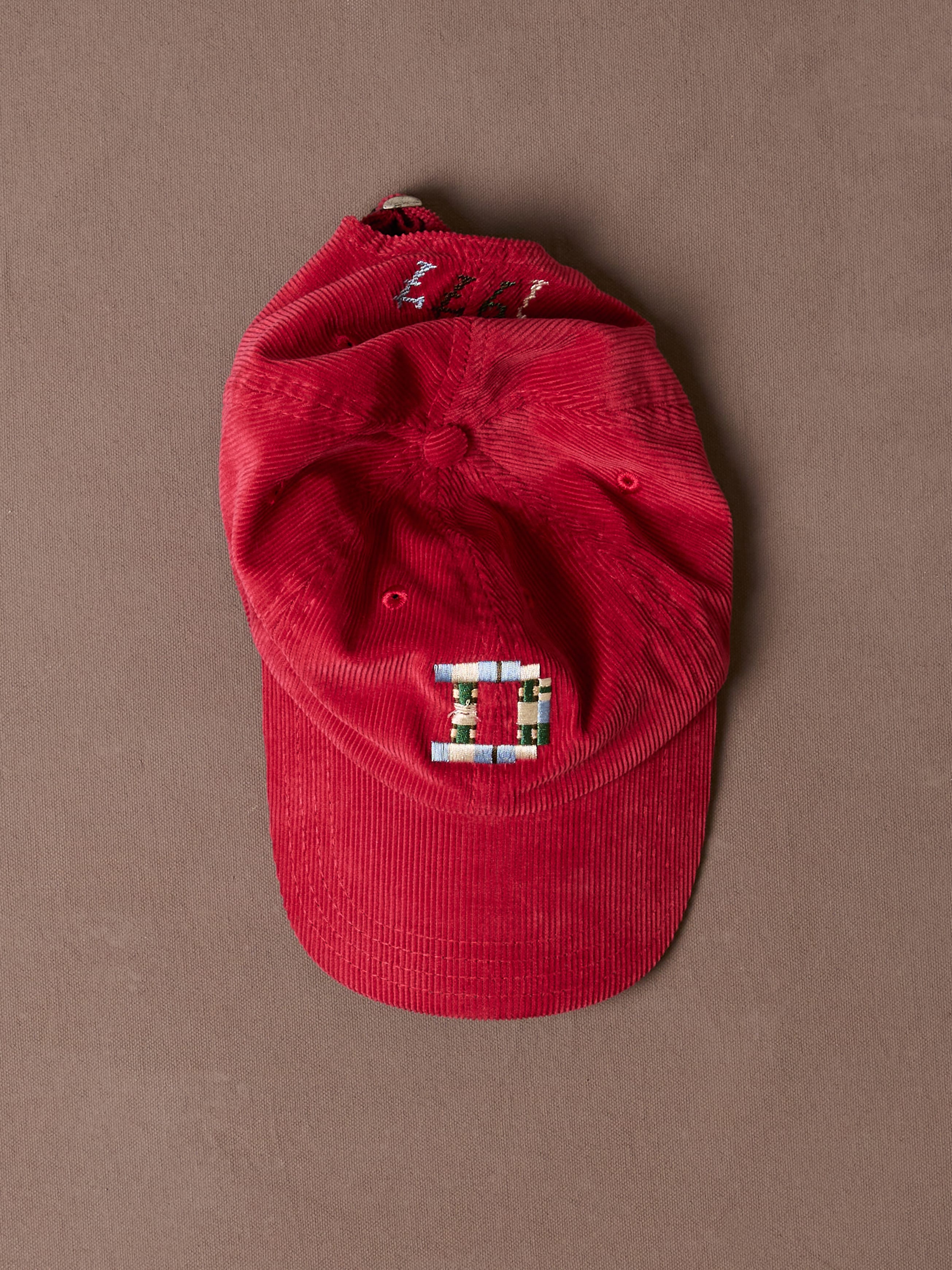 Red 'D' Emblem Cotton Corduroy Baseball Cap