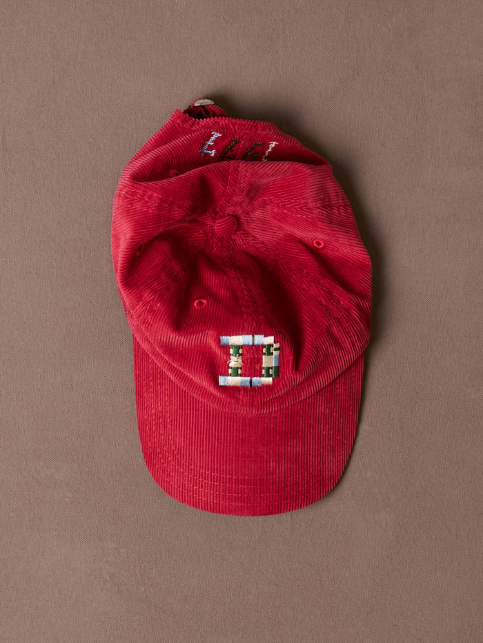 Red 'D' Emblem Cotton Corduroy Baseball Cap