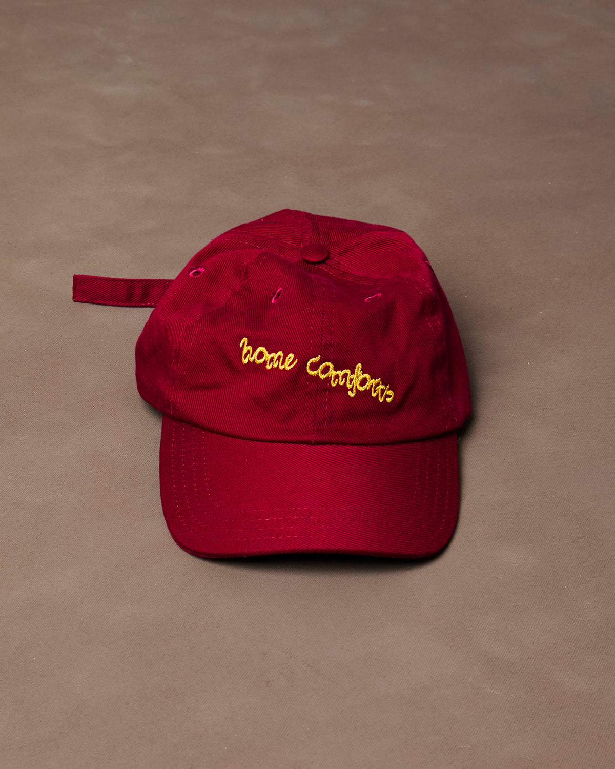 Red 'Home Comforts' Cotton Twill Baseball Cap