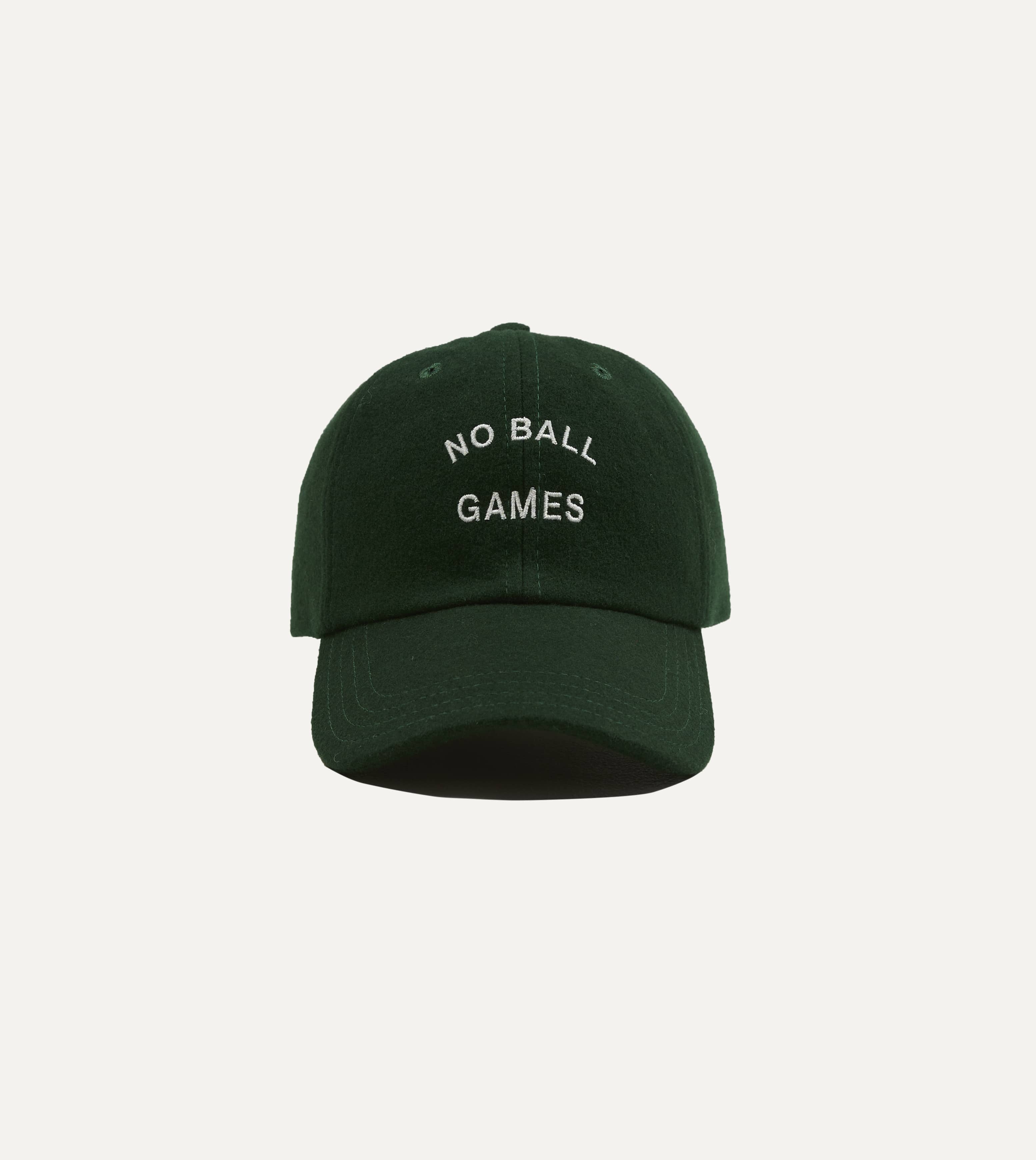 Green 'No Ball Games' Merino Wool Baseball Cap