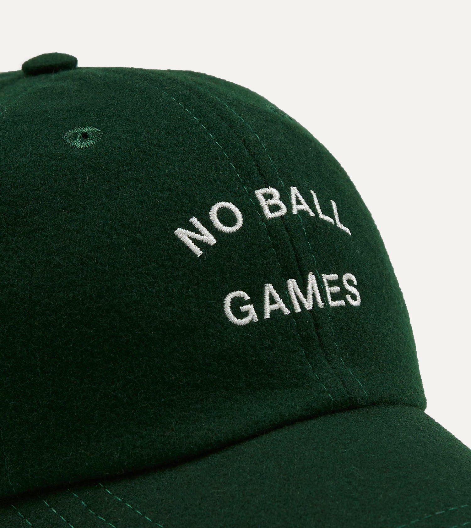 Green 'No Ball Games' Merino Wool Baseball Cap