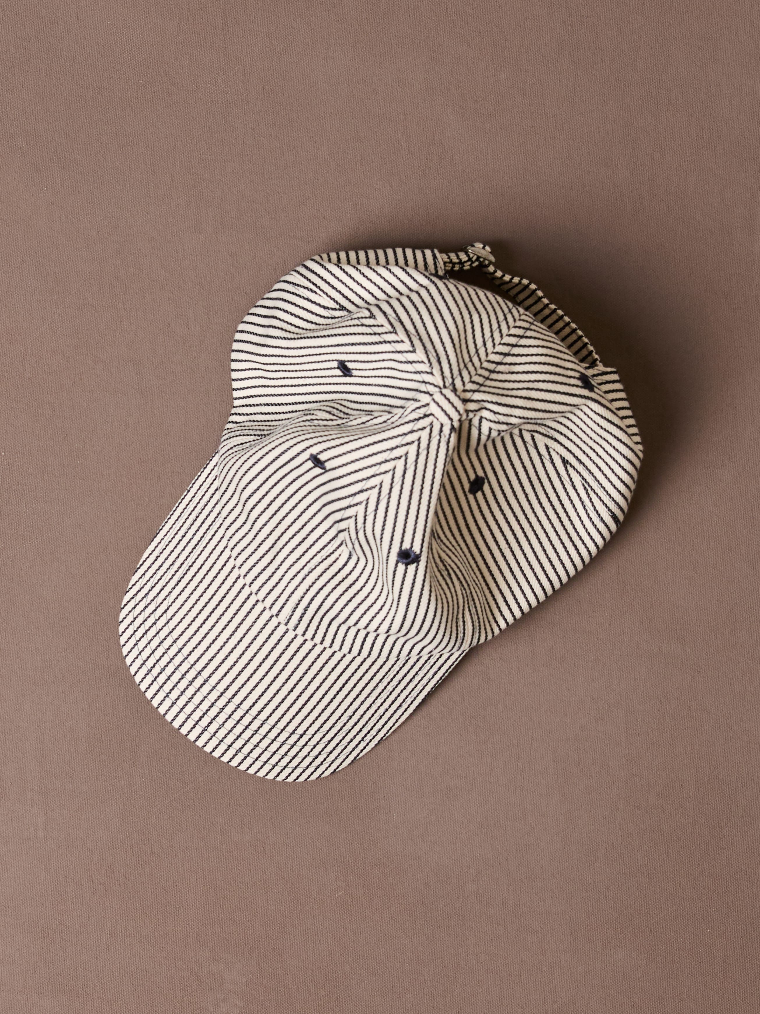 Navy Stripe Cotton Baseball Cap