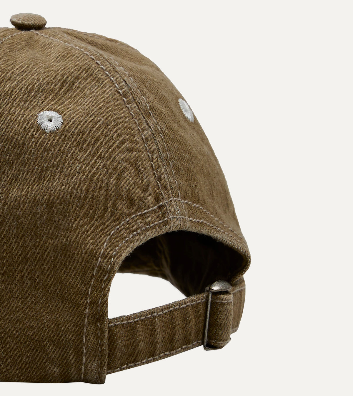 Washed Olive Cotton Denim Baseball Cap