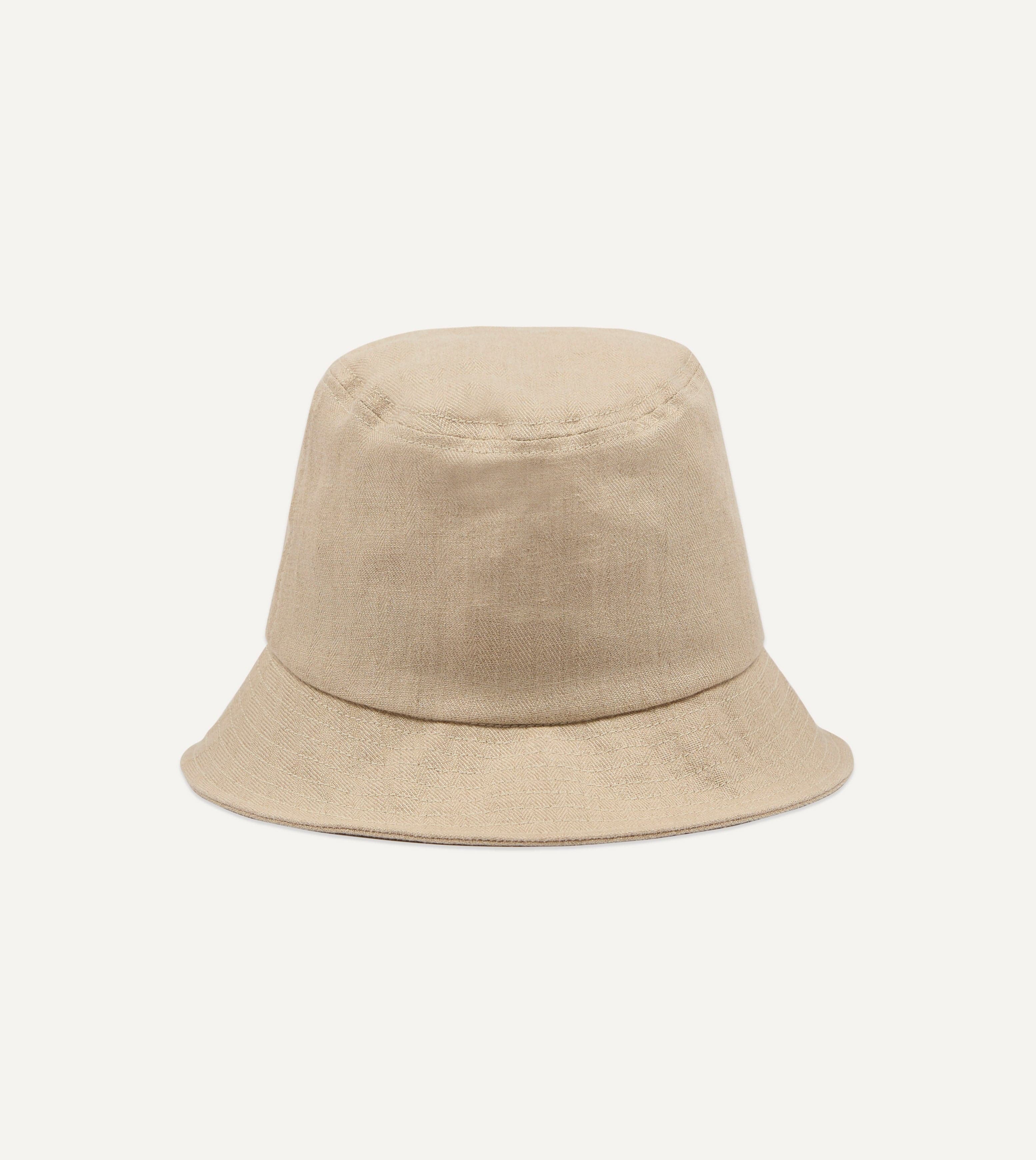 Câbleami Ecru Herringbone Linen Bucket Hat