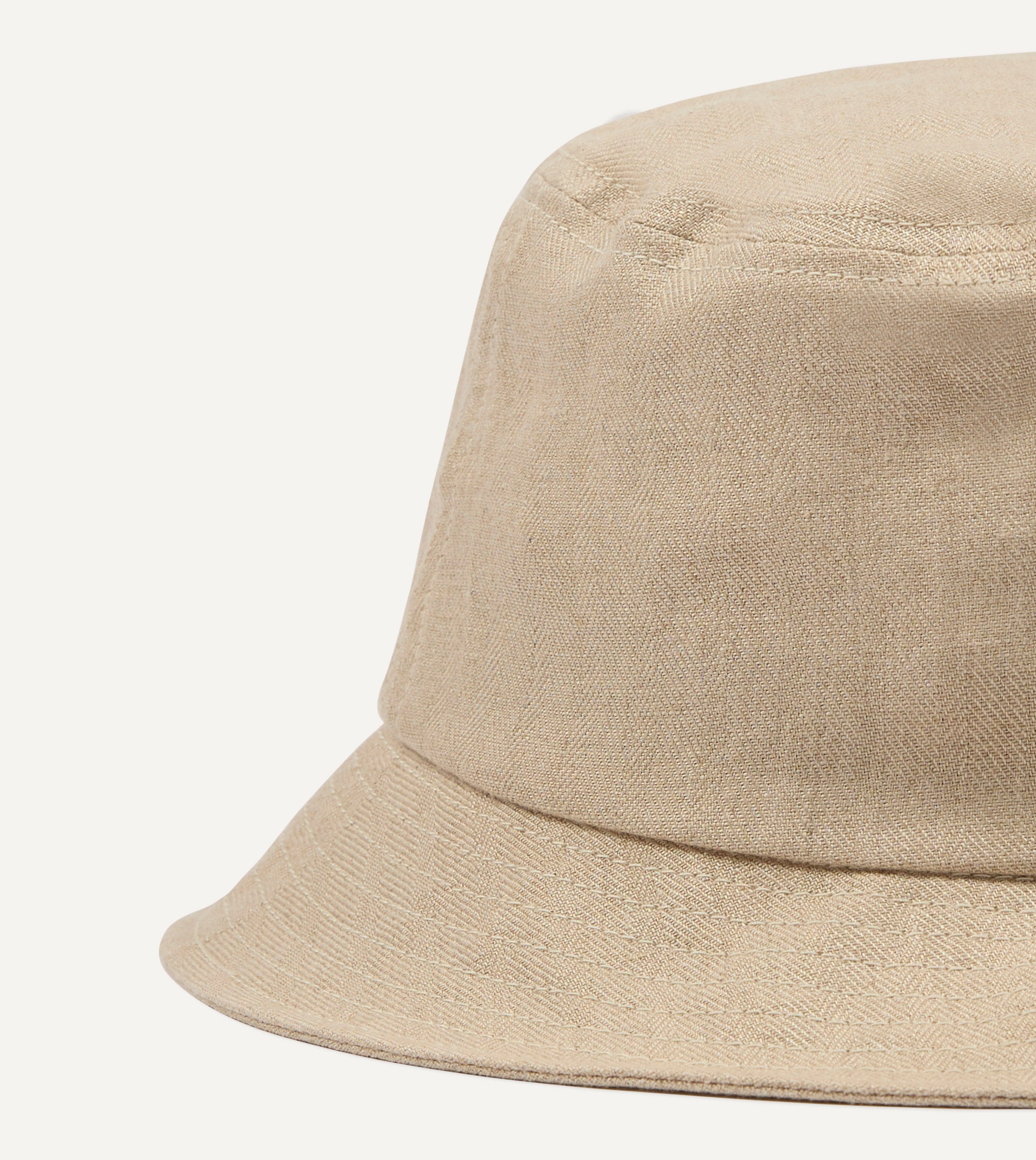 Câbleami Ecru Herringbone Linen Bucket Hat