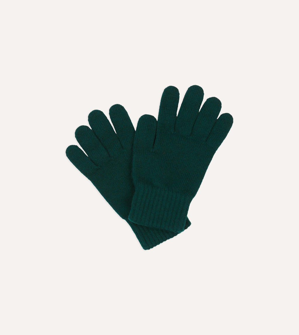 Forest Green Cashmere Knitted Gloves – Drakes
