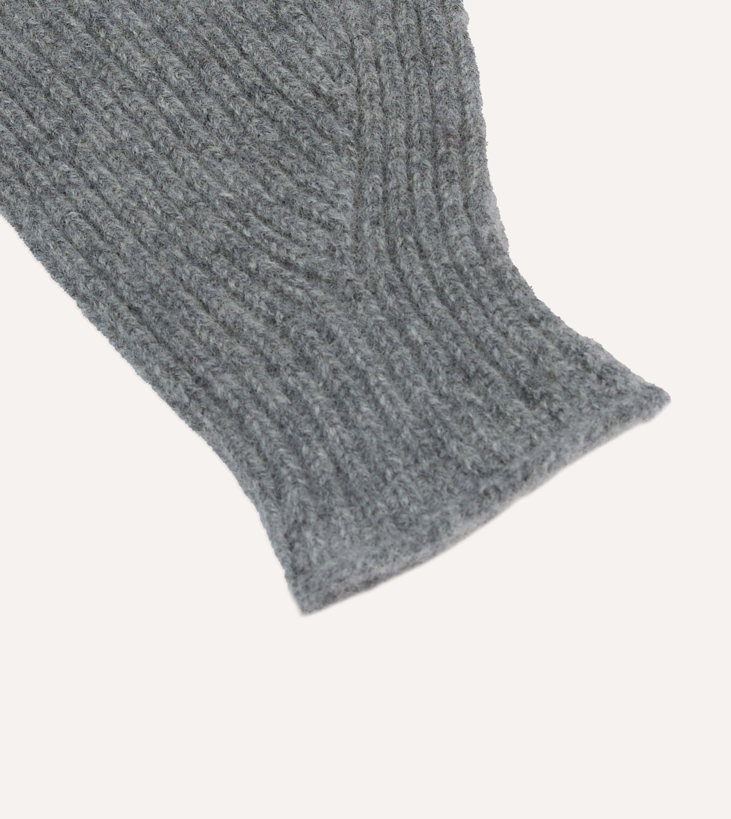 Grey Lambswool Ribbed Knitted Gloves