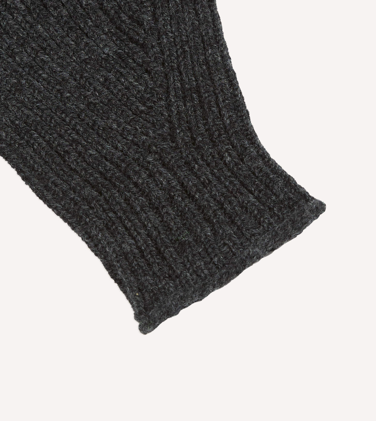 Charcoal Lambswool Ribbed Knitted Gloves