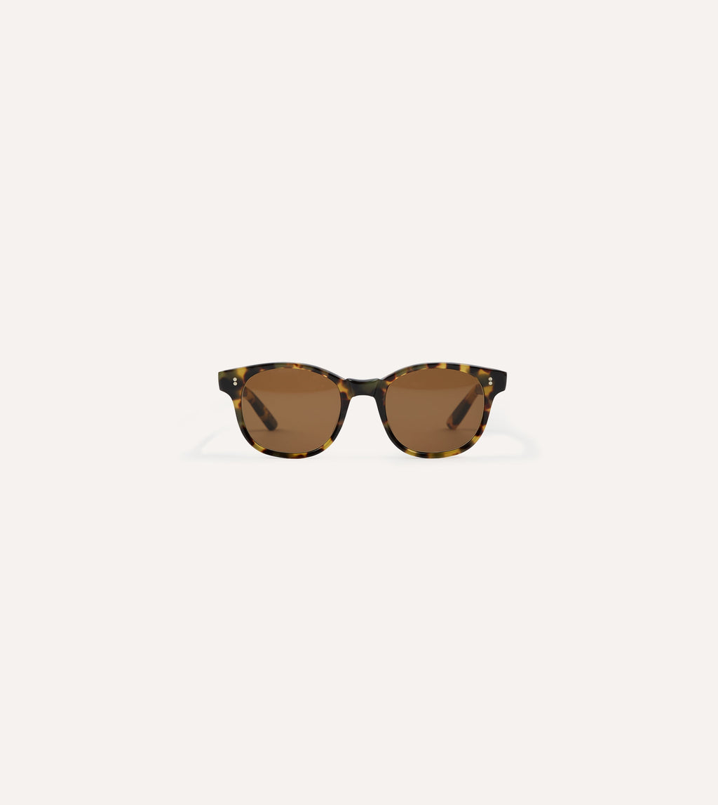 Drake's by Ransome Light Tortoiseshell Panto Frame Sunglasses
