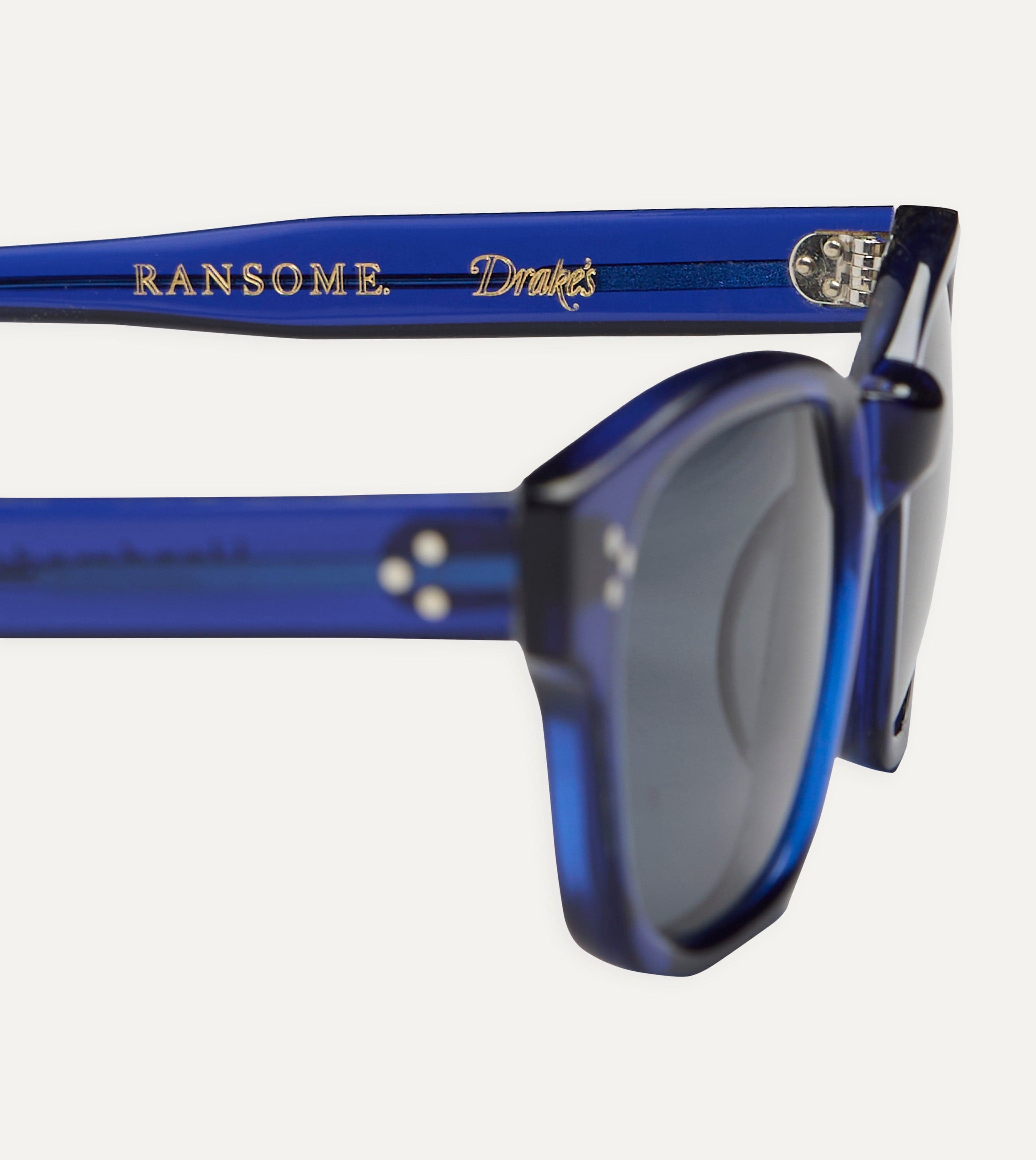 Drake's by Ransome Bottle Blue Rectangle Frame Sunglasses – Drakes