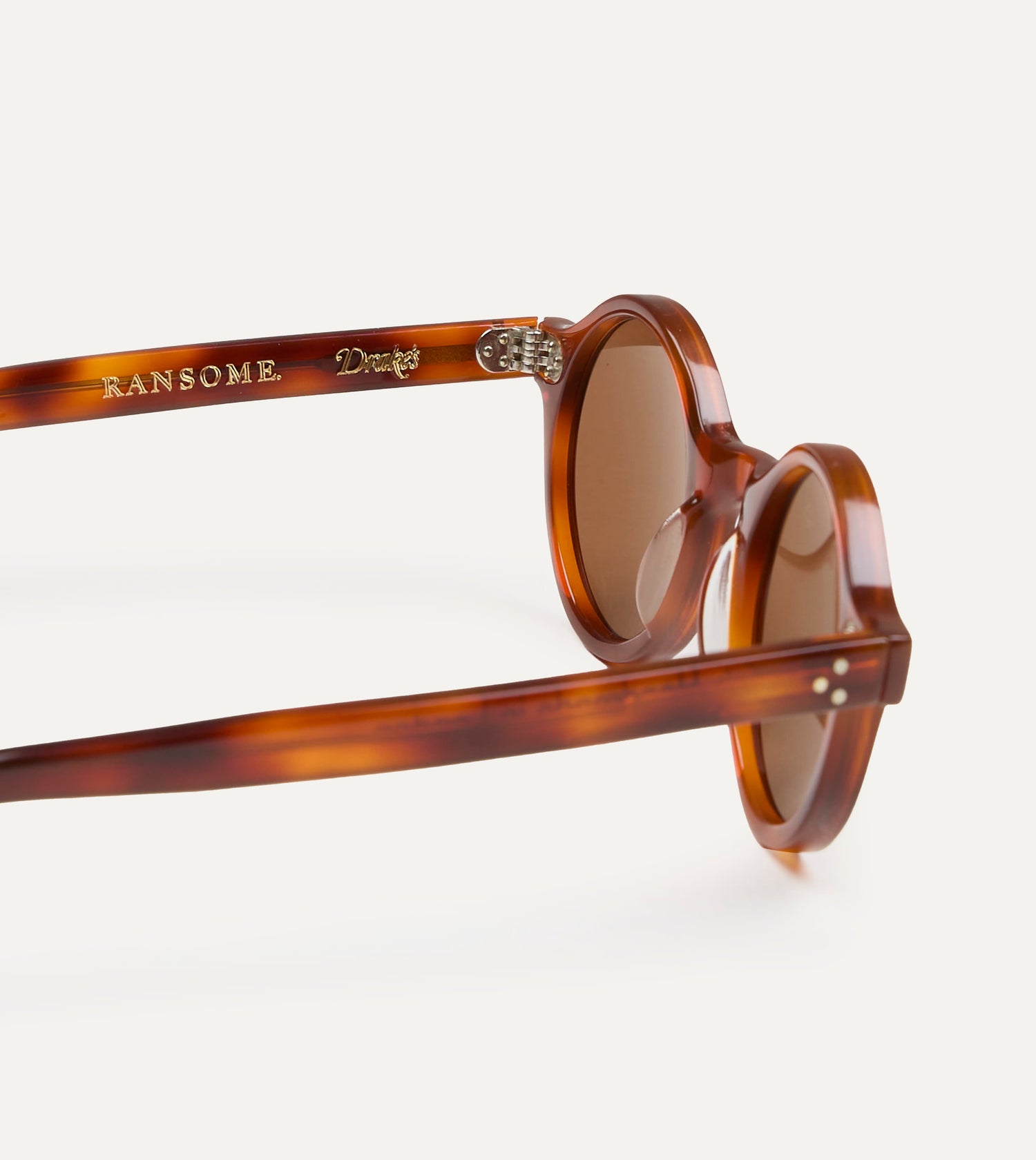 Drake's by Ransome Light Tortoiseshell Round Frame Sunglasses