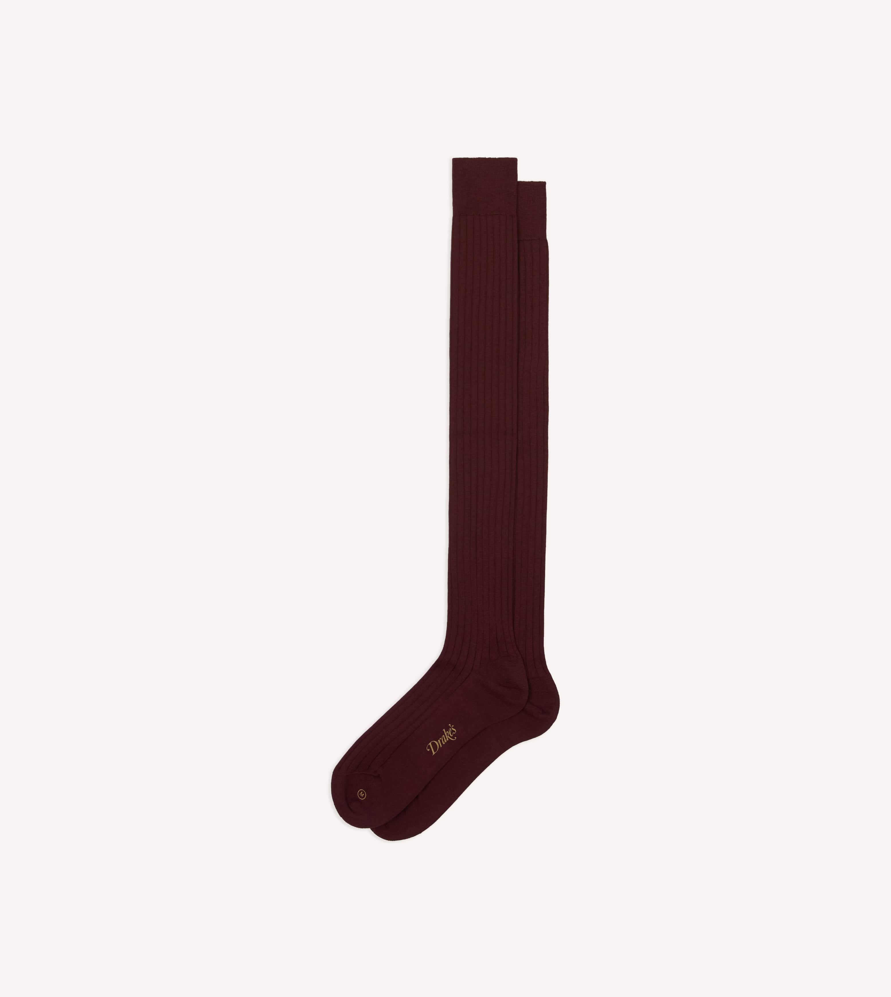 Burgundy Cotton Over-the-Calf Socks