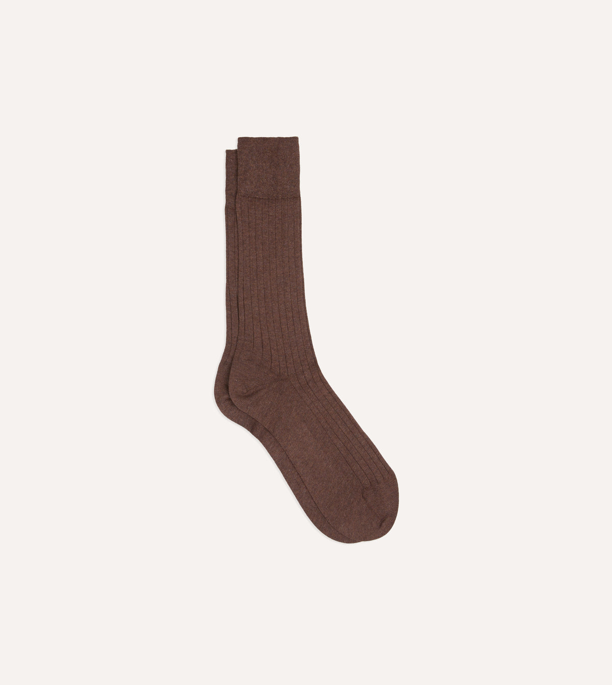 Brown Cotton Mid-Calf Socks