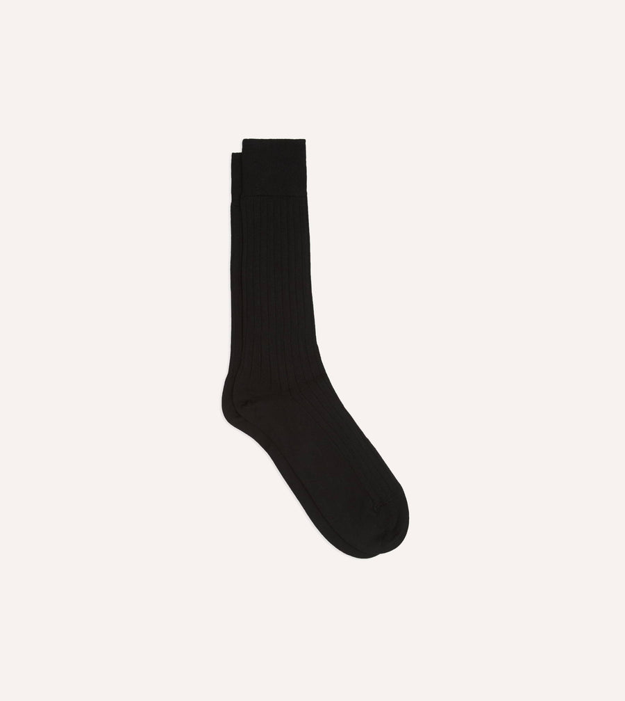Black Cotton Mid-Calf Socks