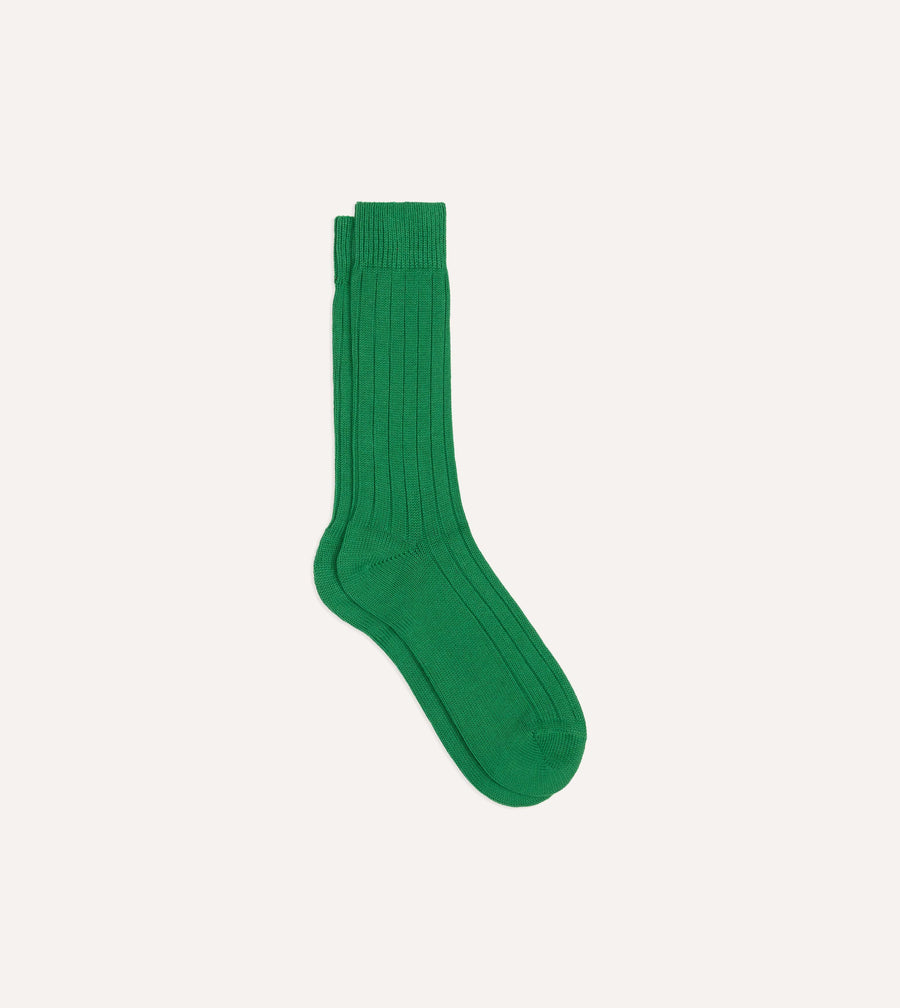 Green Cotton Casual Socks