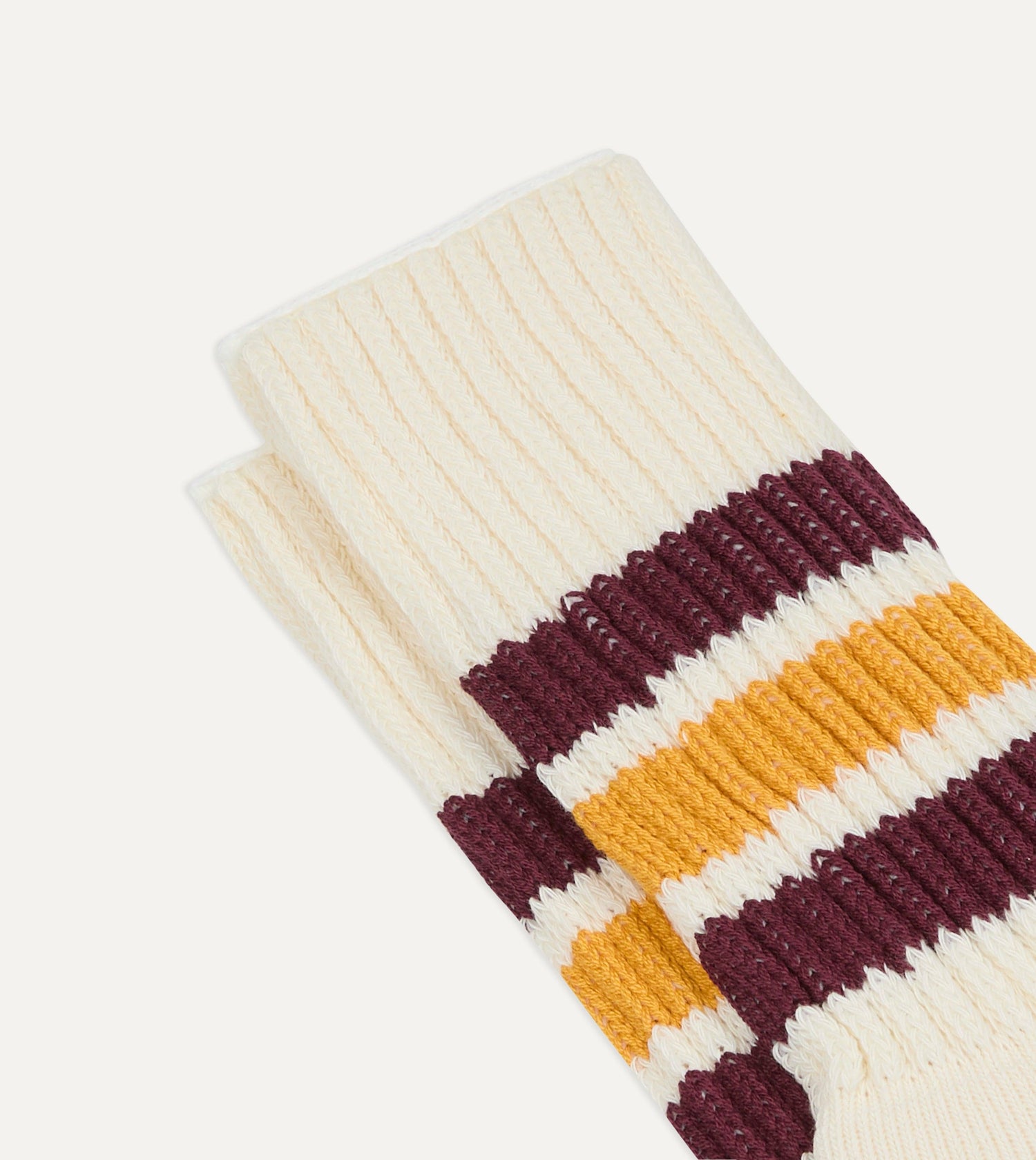 RoToTo Burgundy and Yellow Cotton Crew Socks