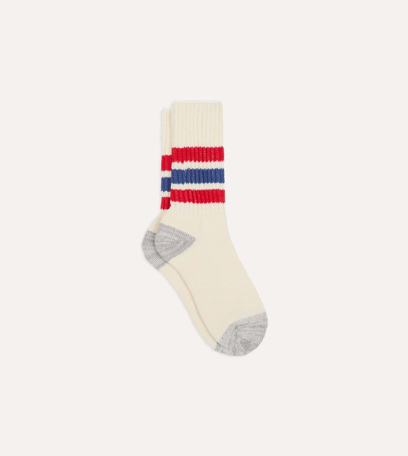 RoToTo Red and Blue Cotton Crew Socks