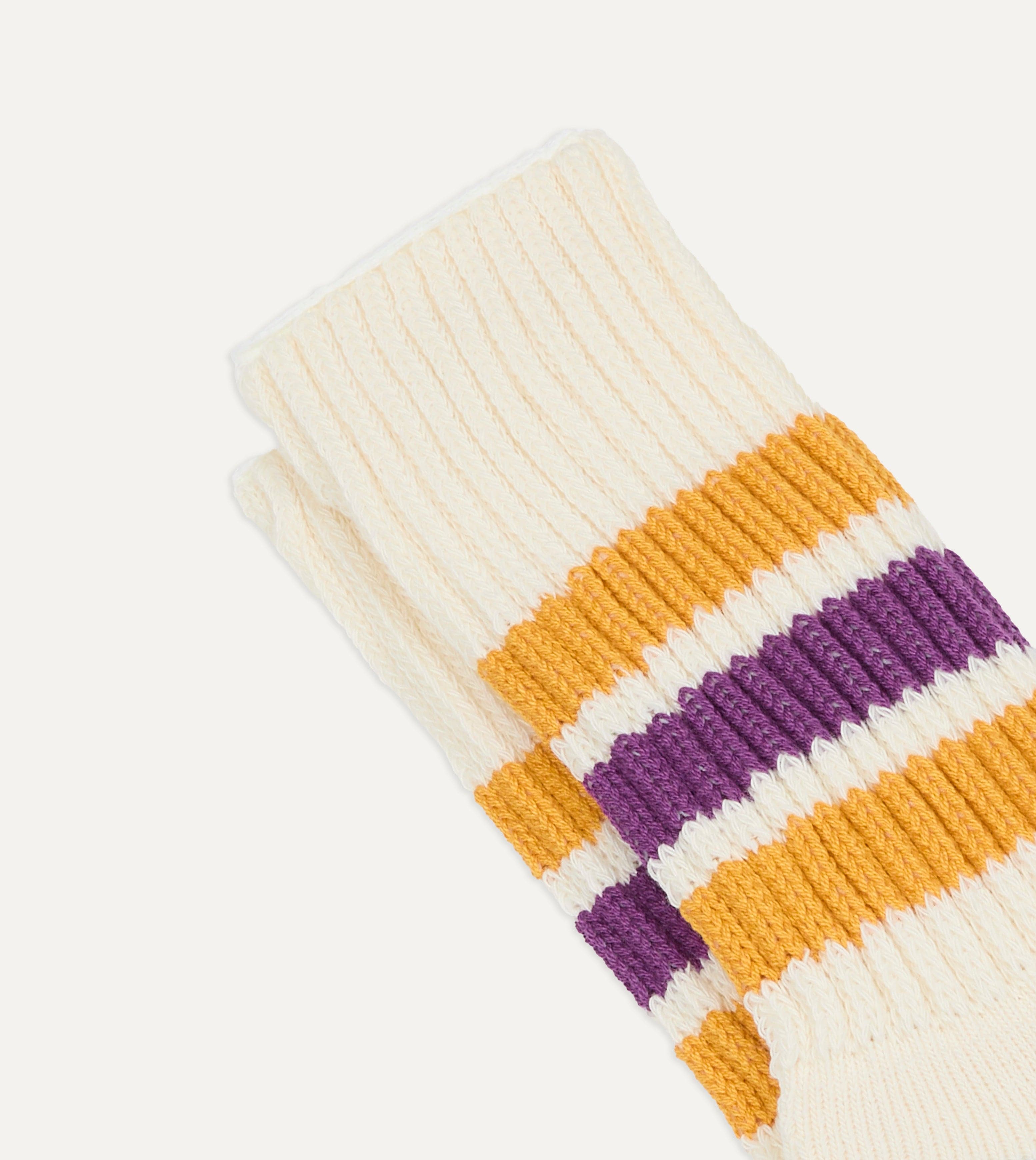 RoToTo Yellow and Purple Cotton Crew Socks