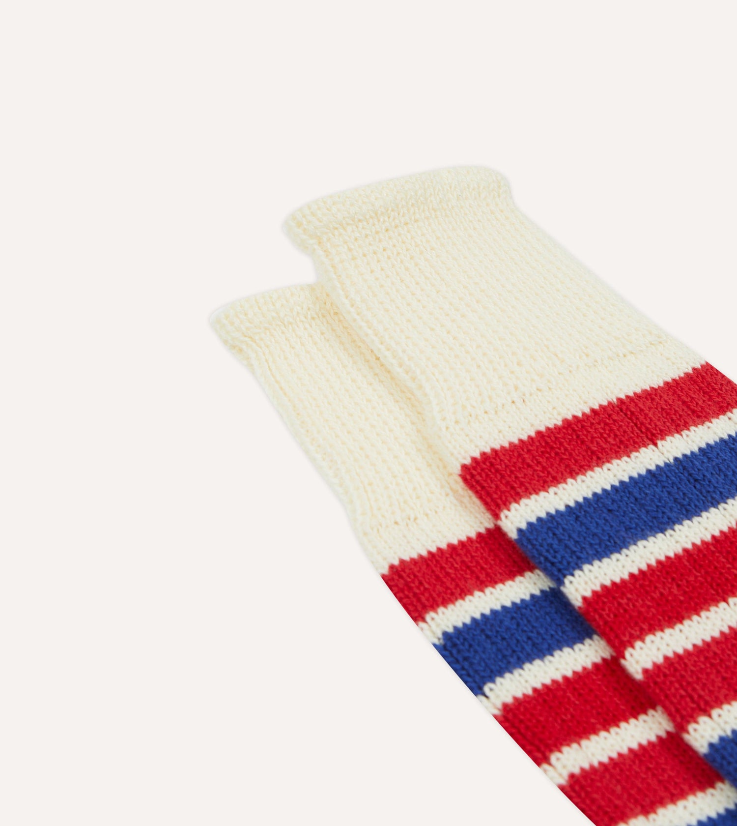 Ecru and Red Striped Cotton Sports Sock