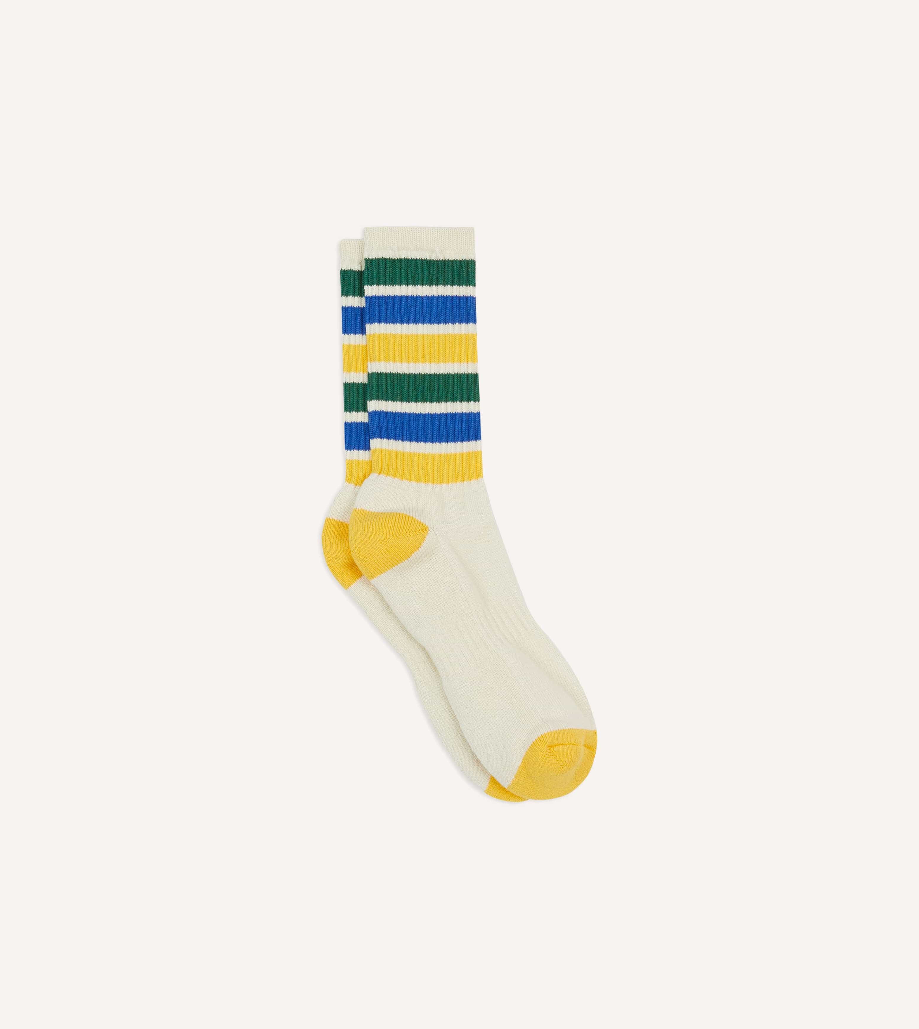 Ecru Multi 6 Stripe Cotton Sports Sock