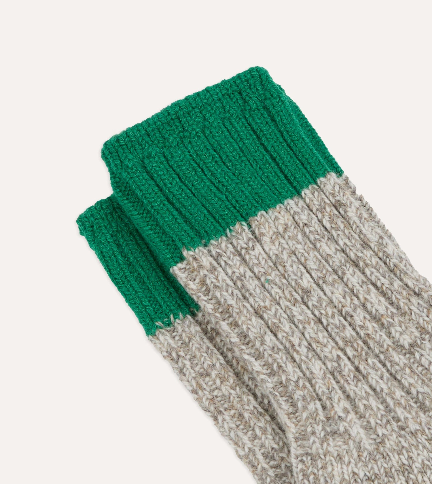 RoToTo Grey and Green Merino Wool Ragg Socks