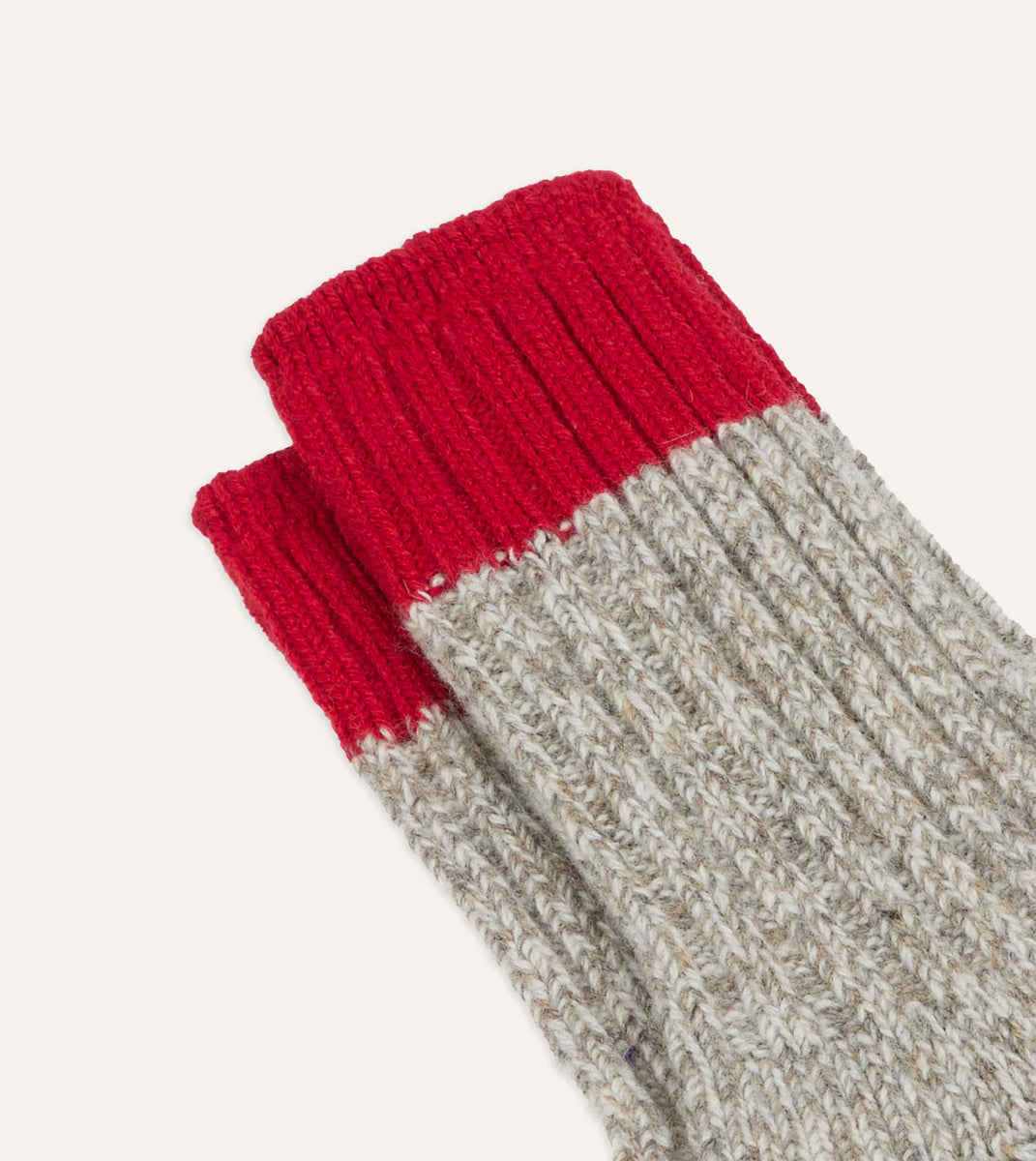 RoToTo Grey and Red Merino Wool Ragg Socks – Drakes