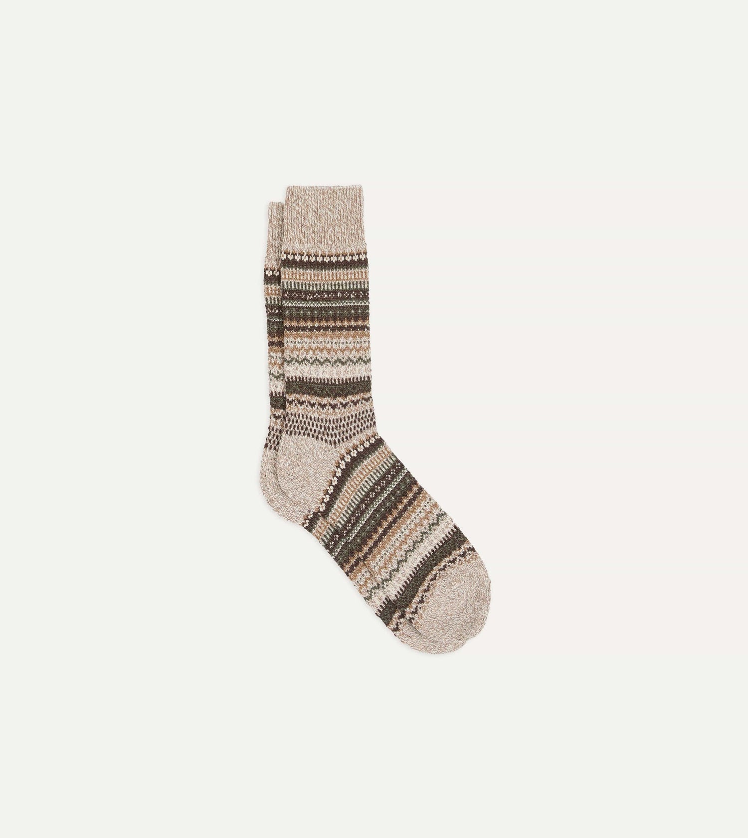 RoToTo Brown Wool Nordic Pattern Socks