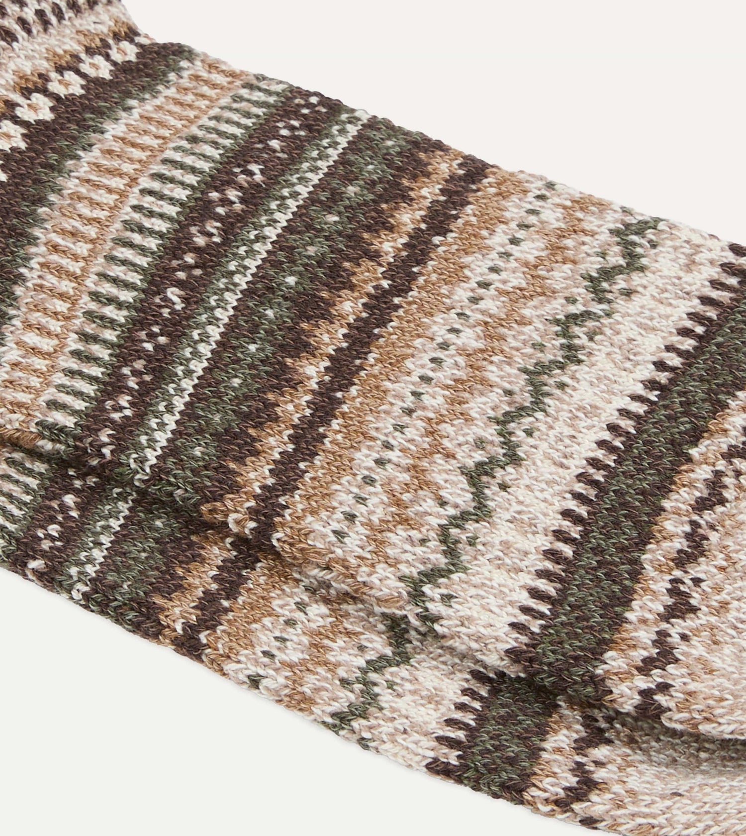 RoToTo Brown Wool Nordic Pattern Socks