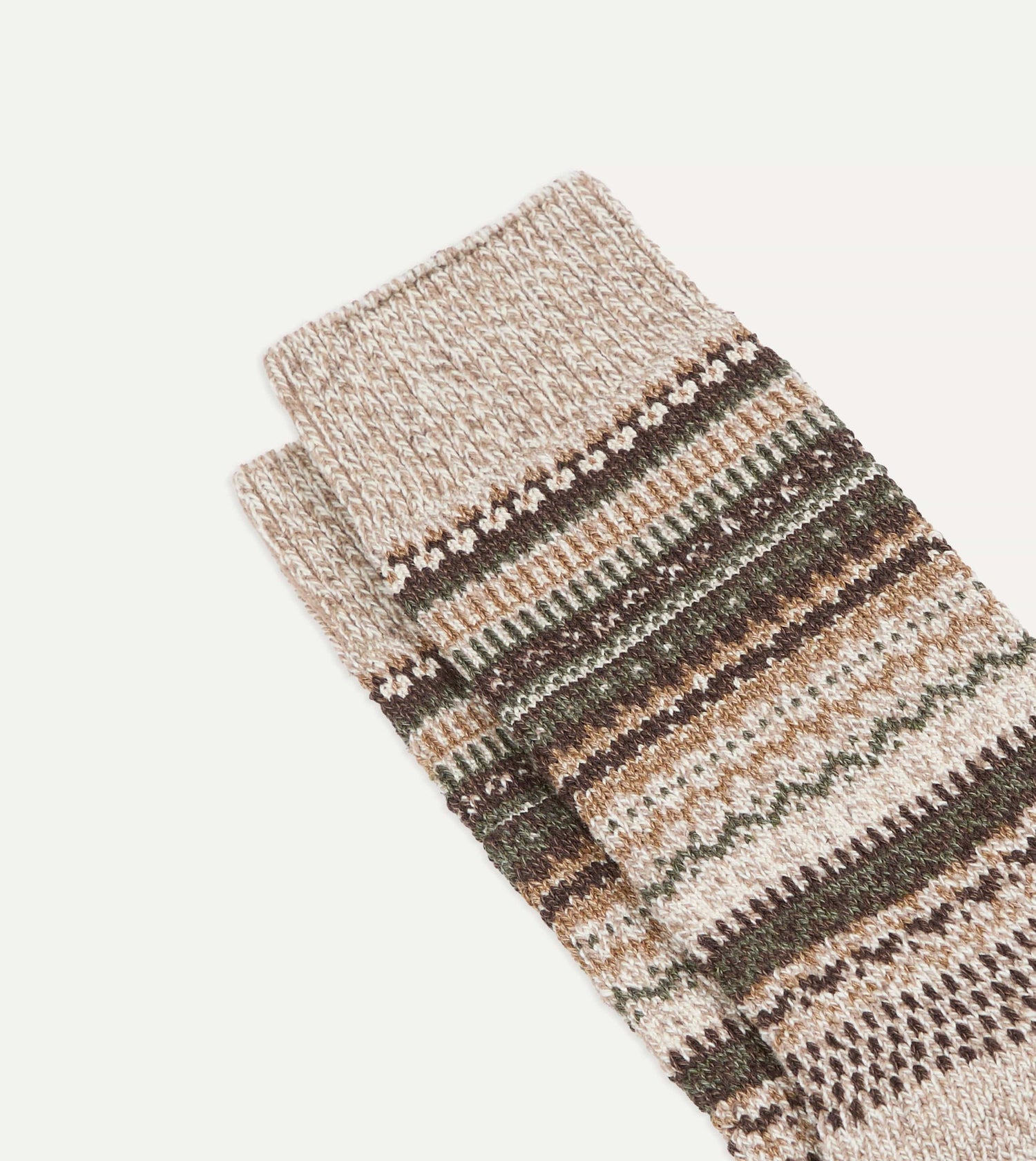 RoToTo Brown Wool Nordic Pattern Socks