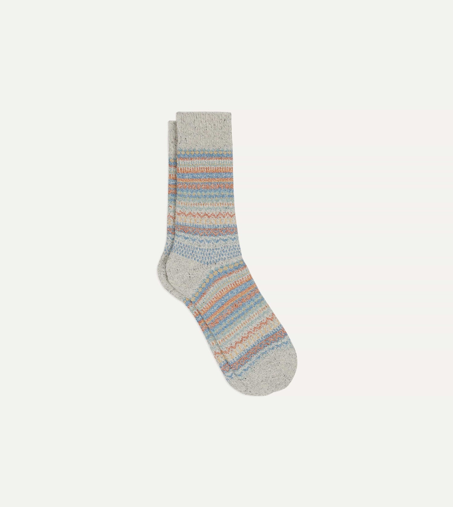 RoToTo Grey Wool Nordic Pattern Socks