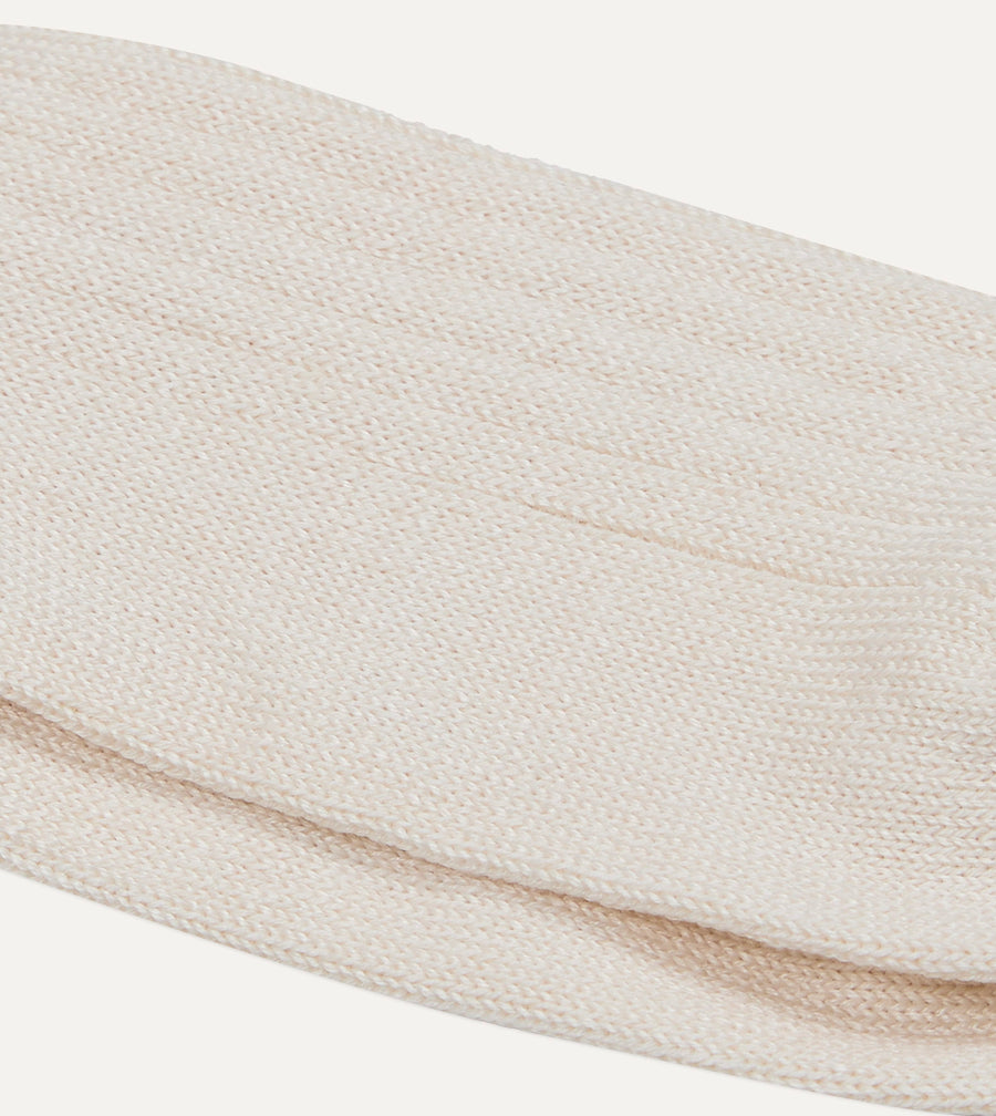 RoToTo Ecru Linen-Cotton Ribbed Socks