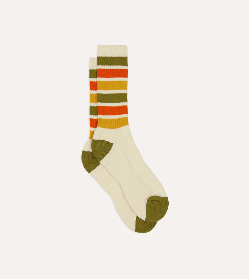 Olive, Yellow and Orange Striped Sport Socks